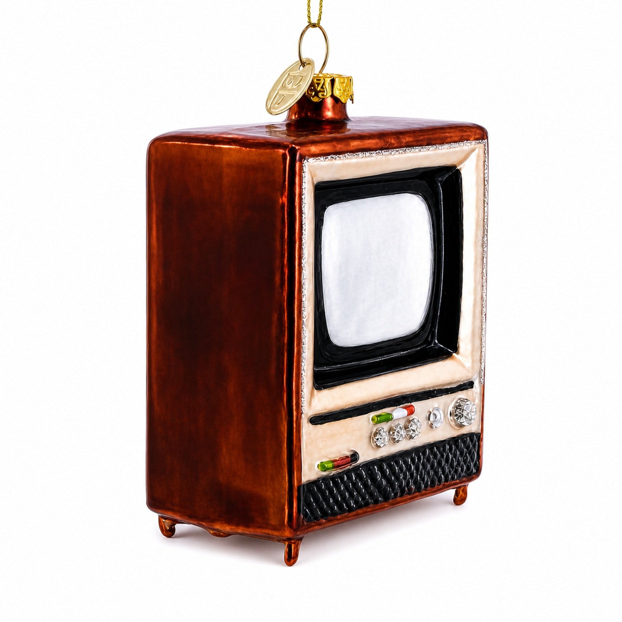 Nostalgic Retro Classic TV Glass Christmas Ornament