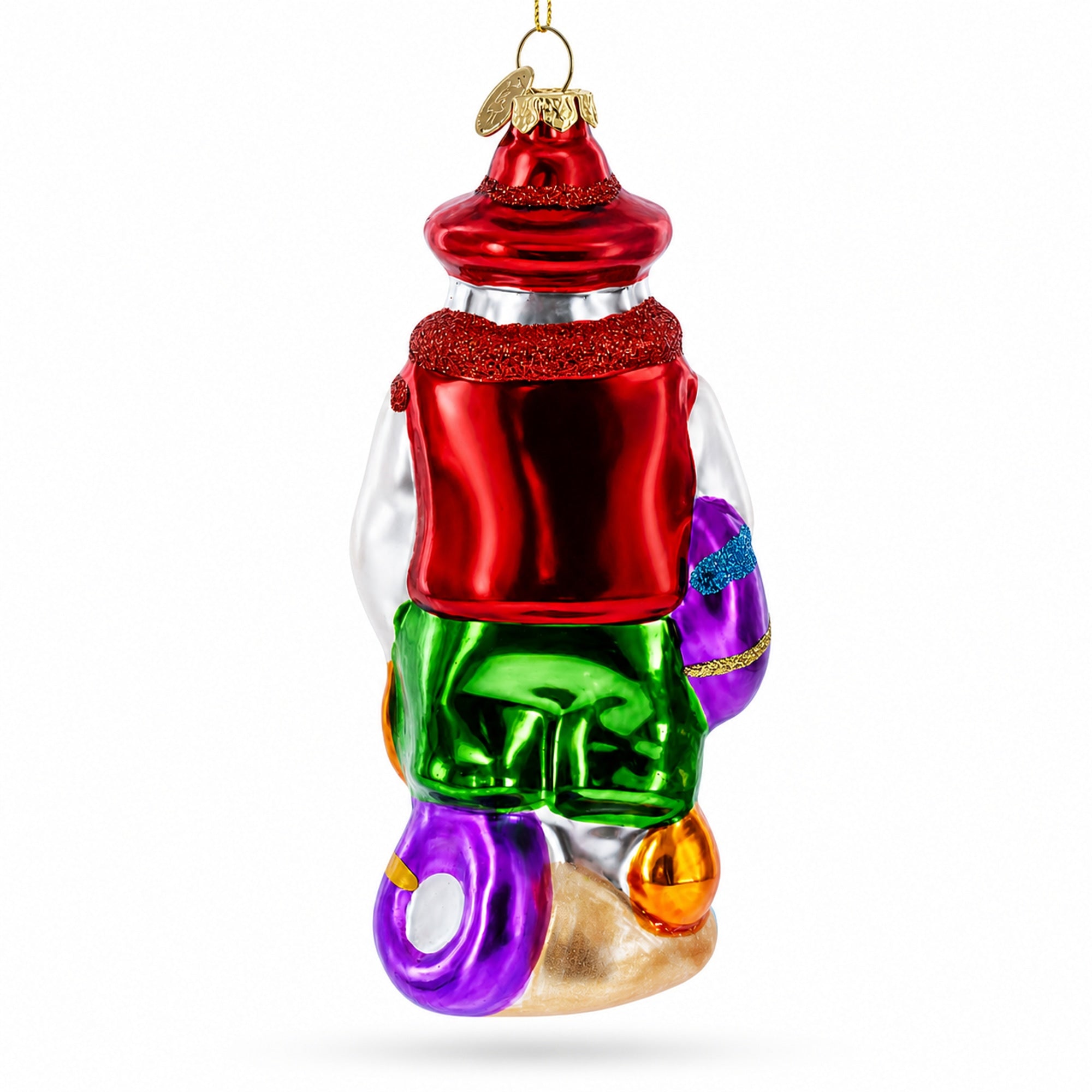 Tropical Diver Santa on the Beach Glass Christmas Ornament