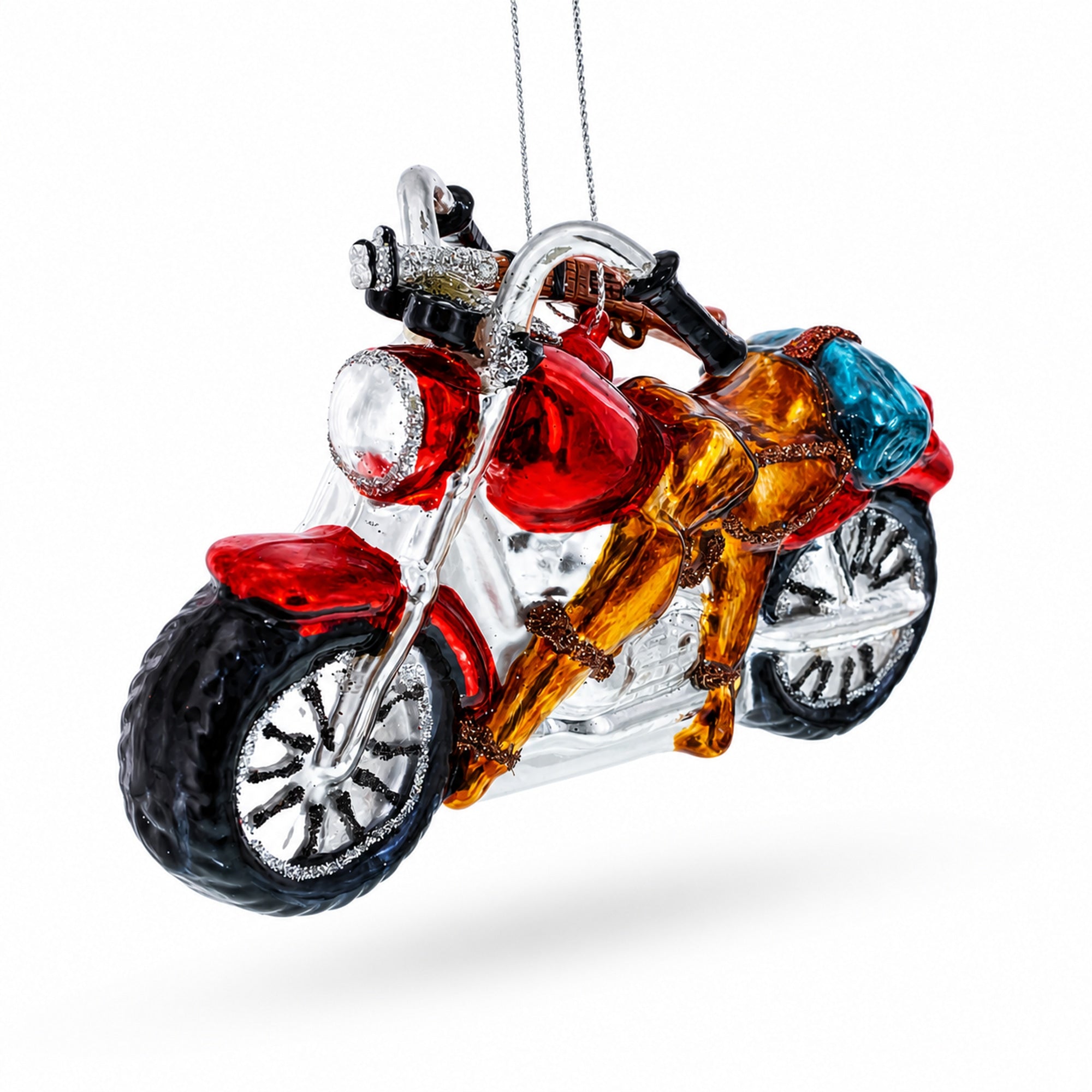Rugged Hunter's Motorcycle Glass Christmas Ornament