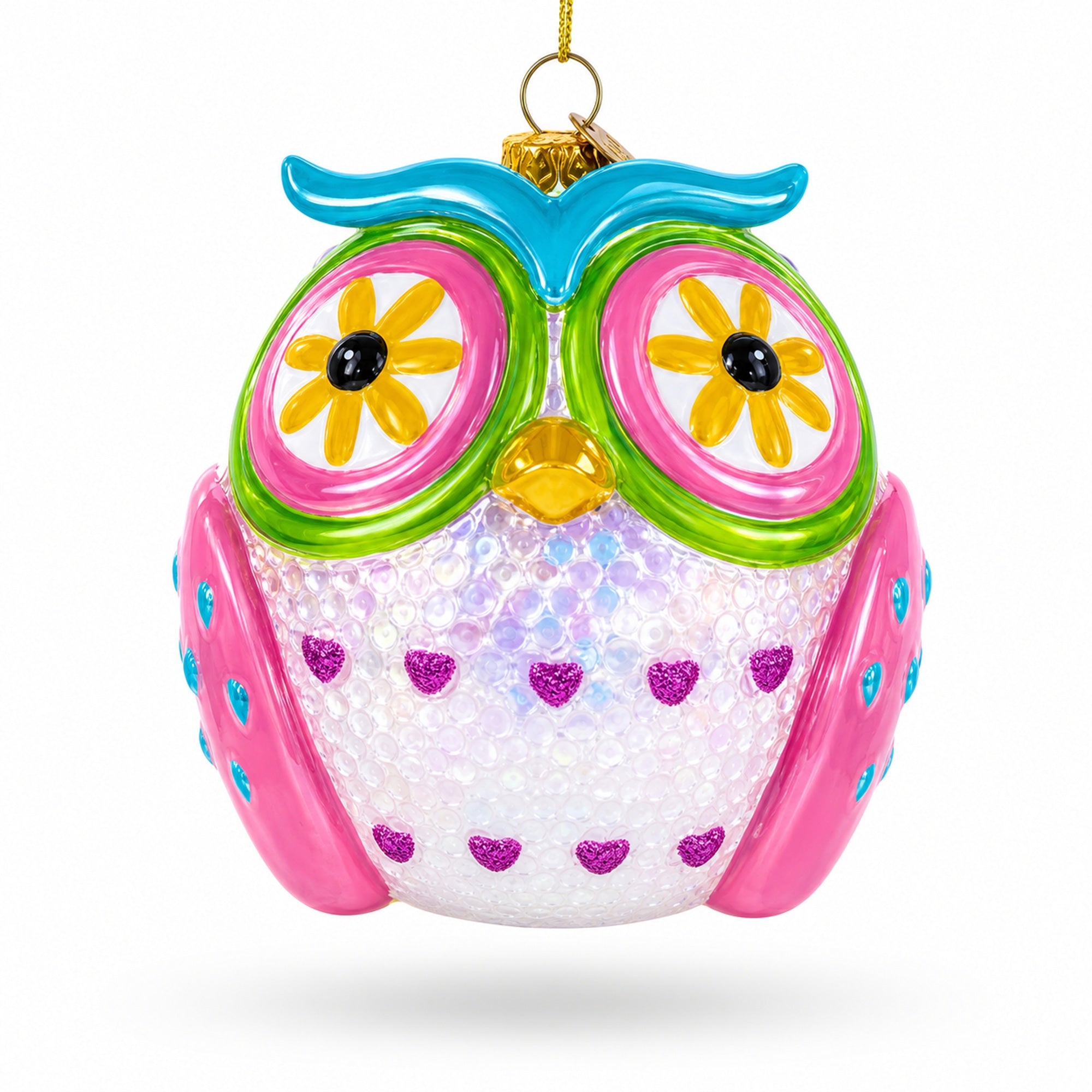 Sage Wise Owl Glass Christmas Ornament