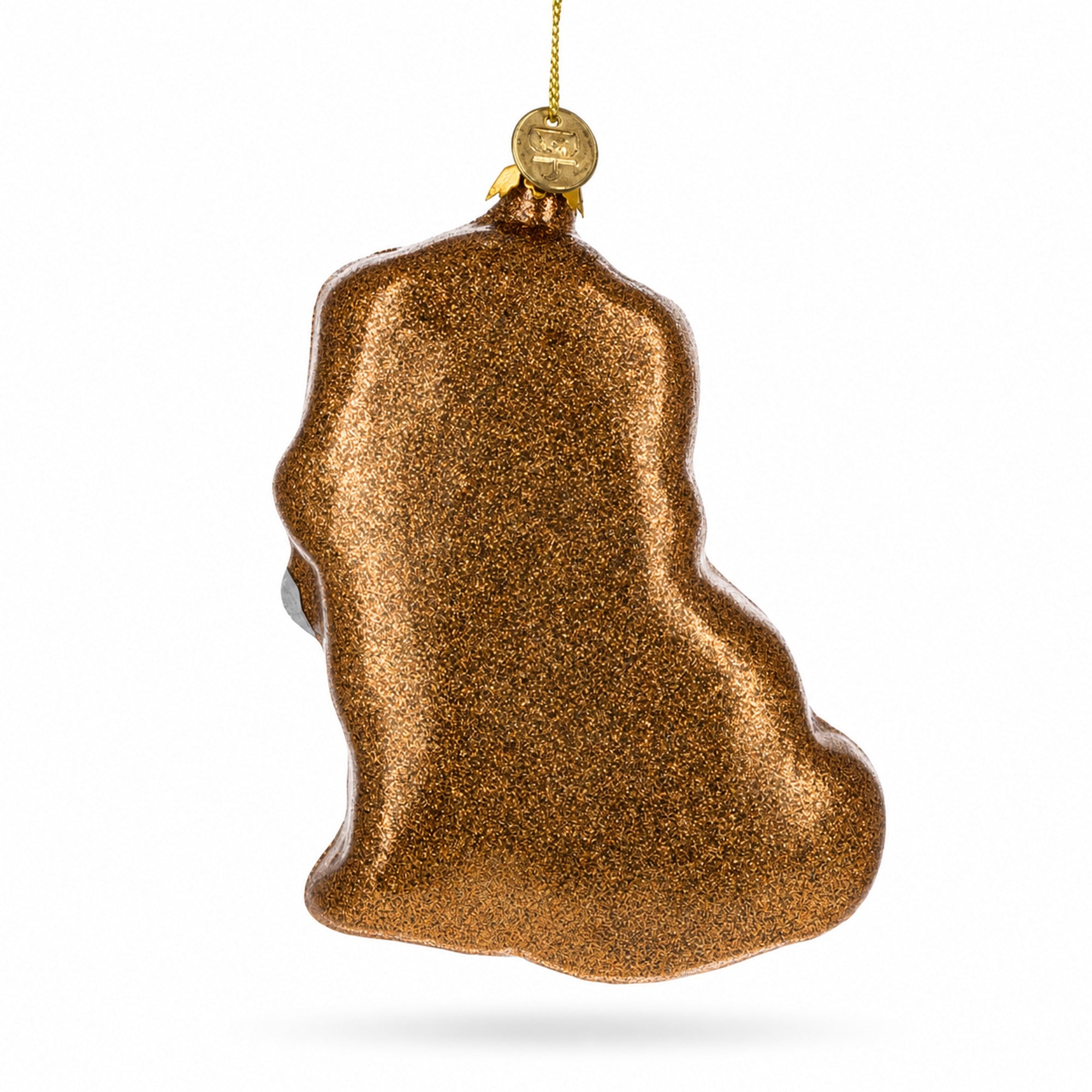 Gingerbread Dog with Bone Glass Christmas Ornament