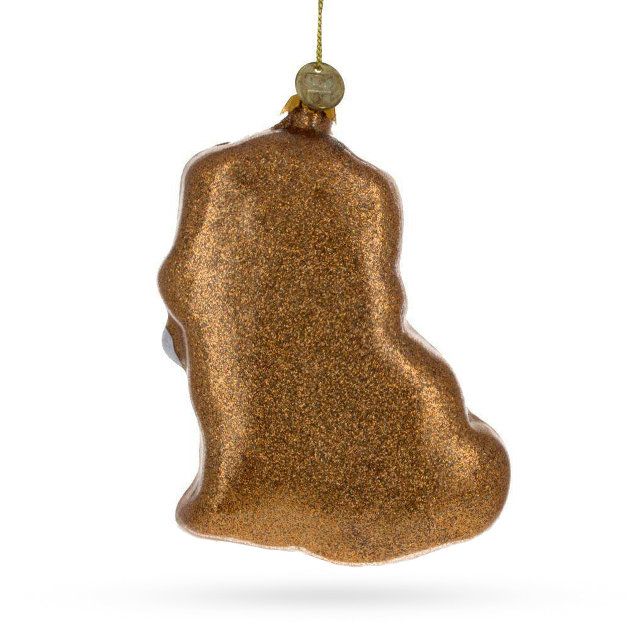 Gingerbread Dog with Bone Glass Christmas Ornament