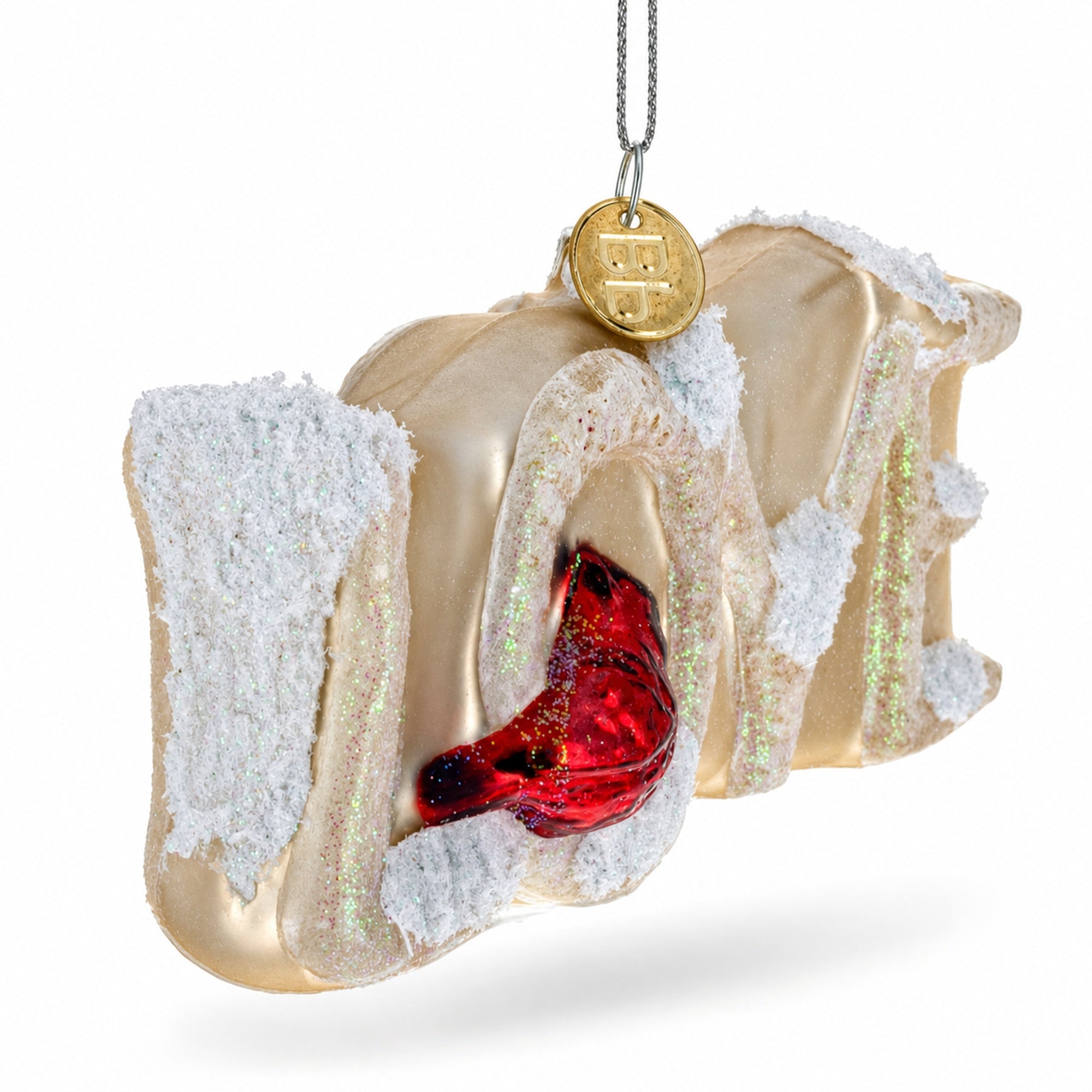 Love Letters Red Cardinal on Branch Glass Christmas Ornament