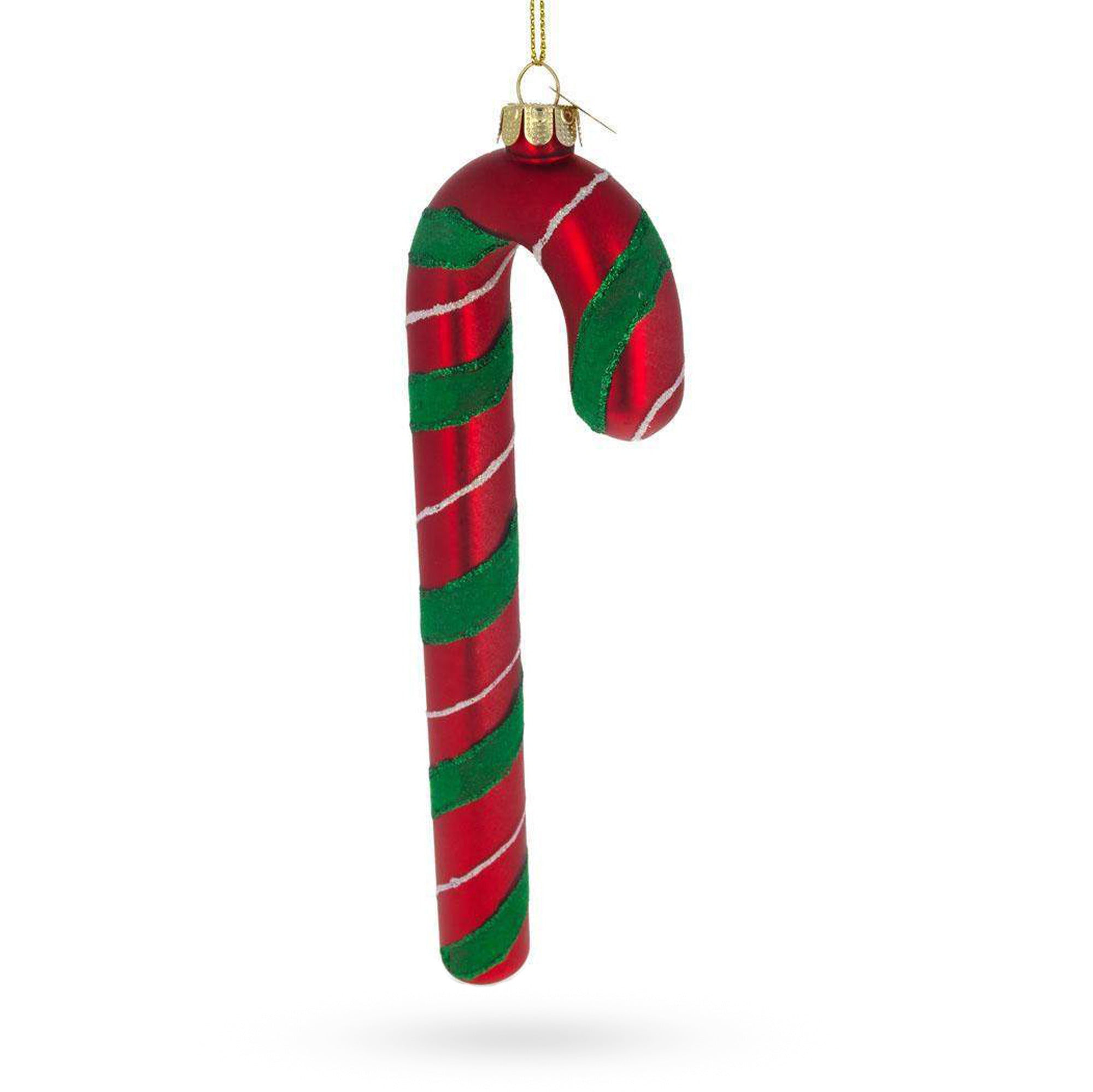 Striped Candy Cane Glass Christmas Ornament