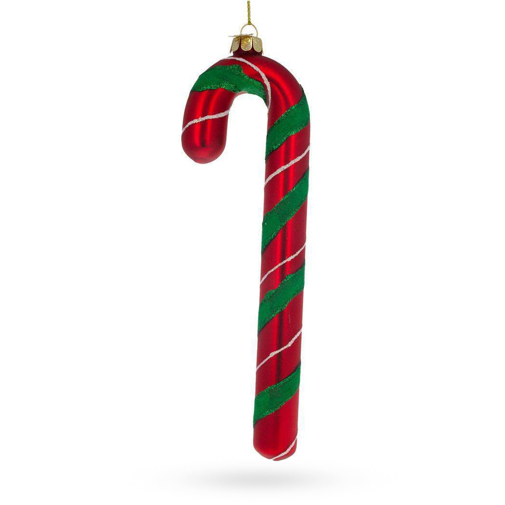Striped Candy Cane Glass Christmas Ornament
