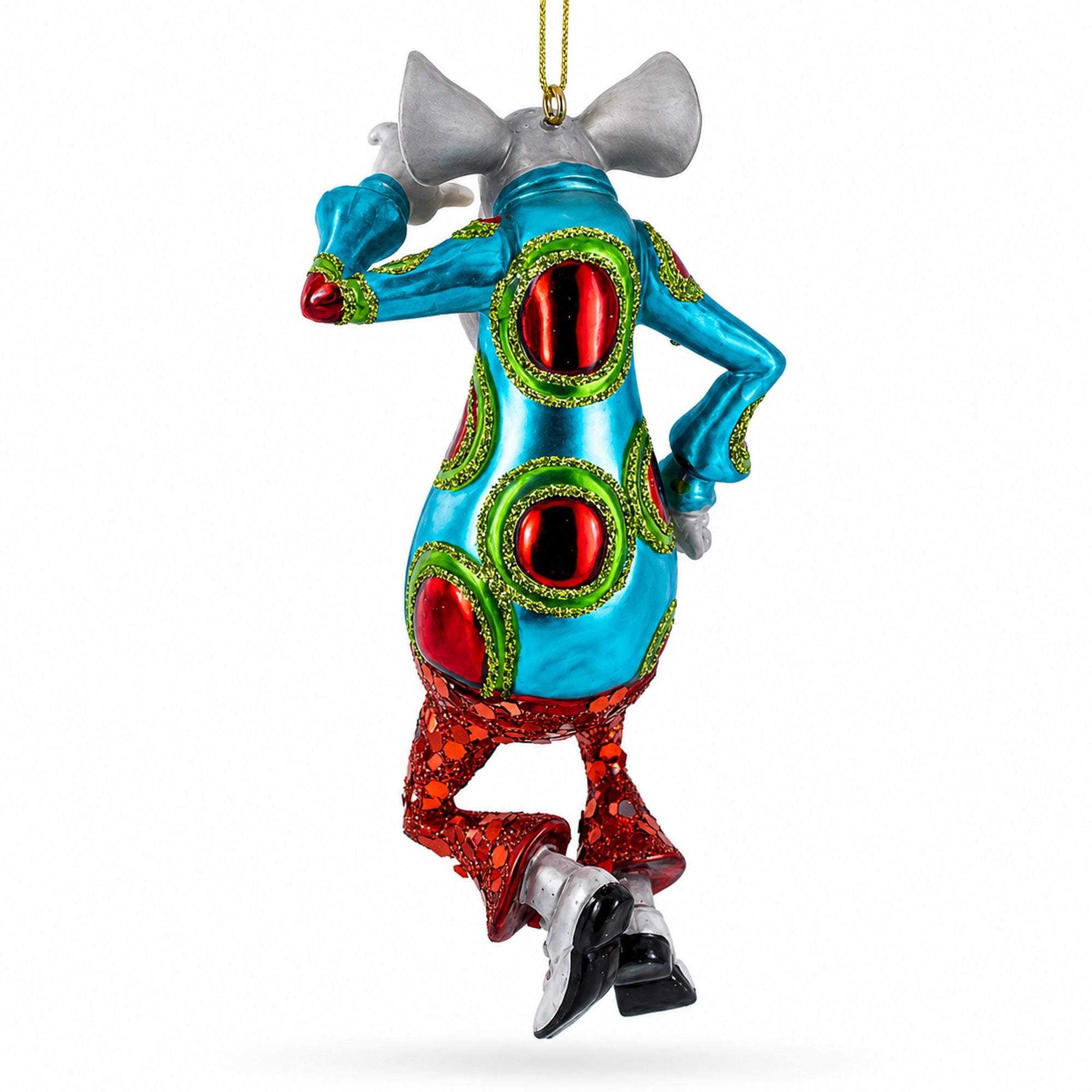 Groovy Disco Dancing Rat Glass Christmas Ornament