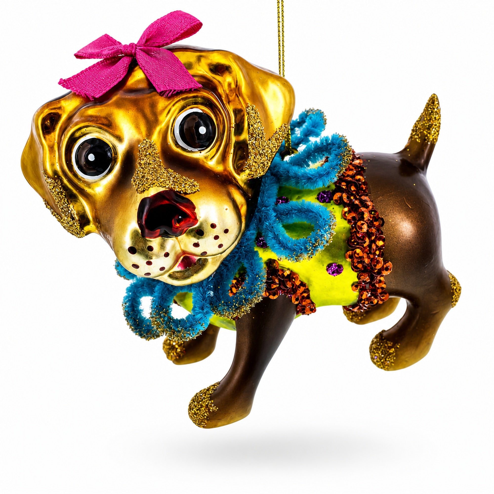 Retriever Puppy Glass Christmas Ornament
