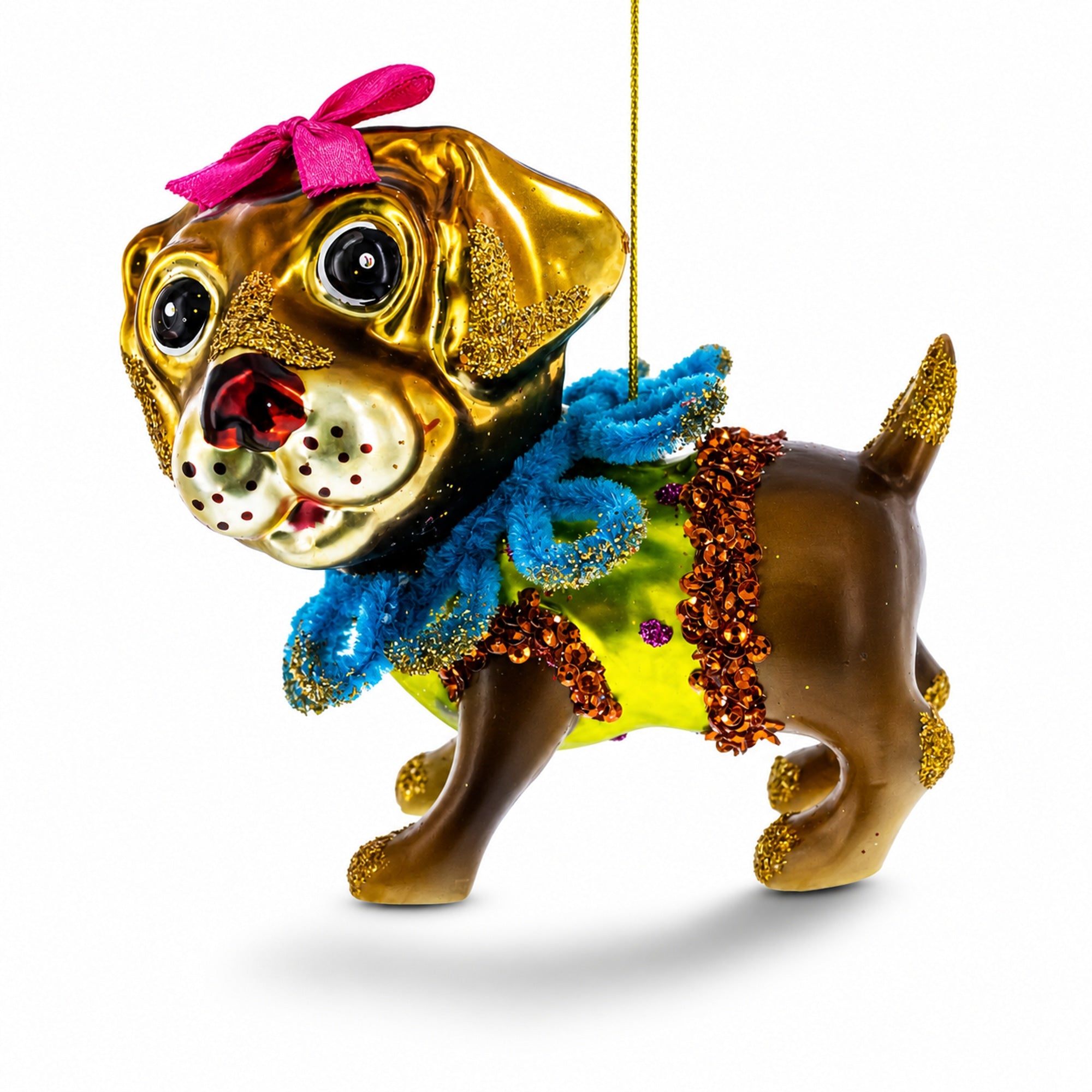 Retriever Puppy Glass Christmas Ornament