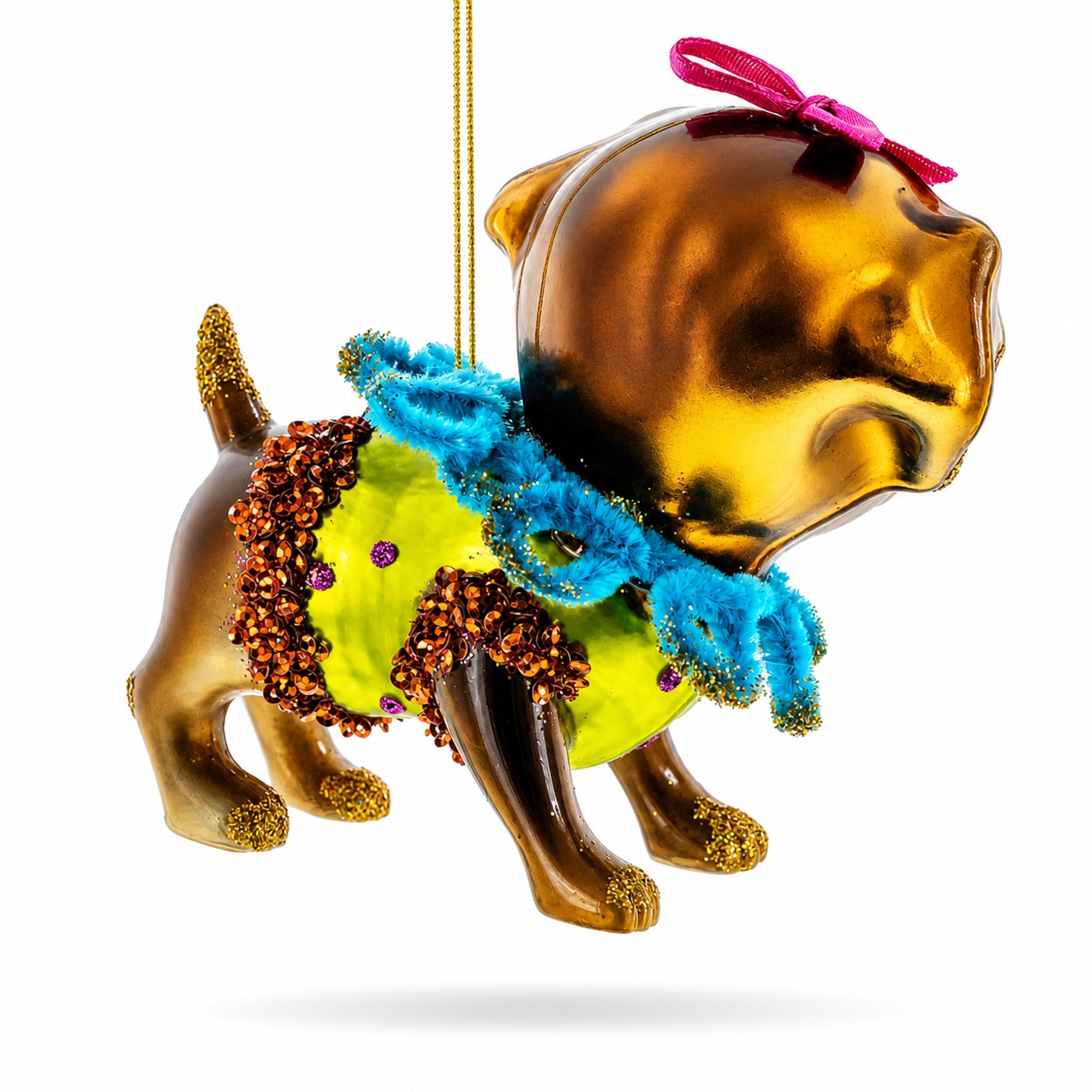 Retriever Puppy Glass Christmas Ornament