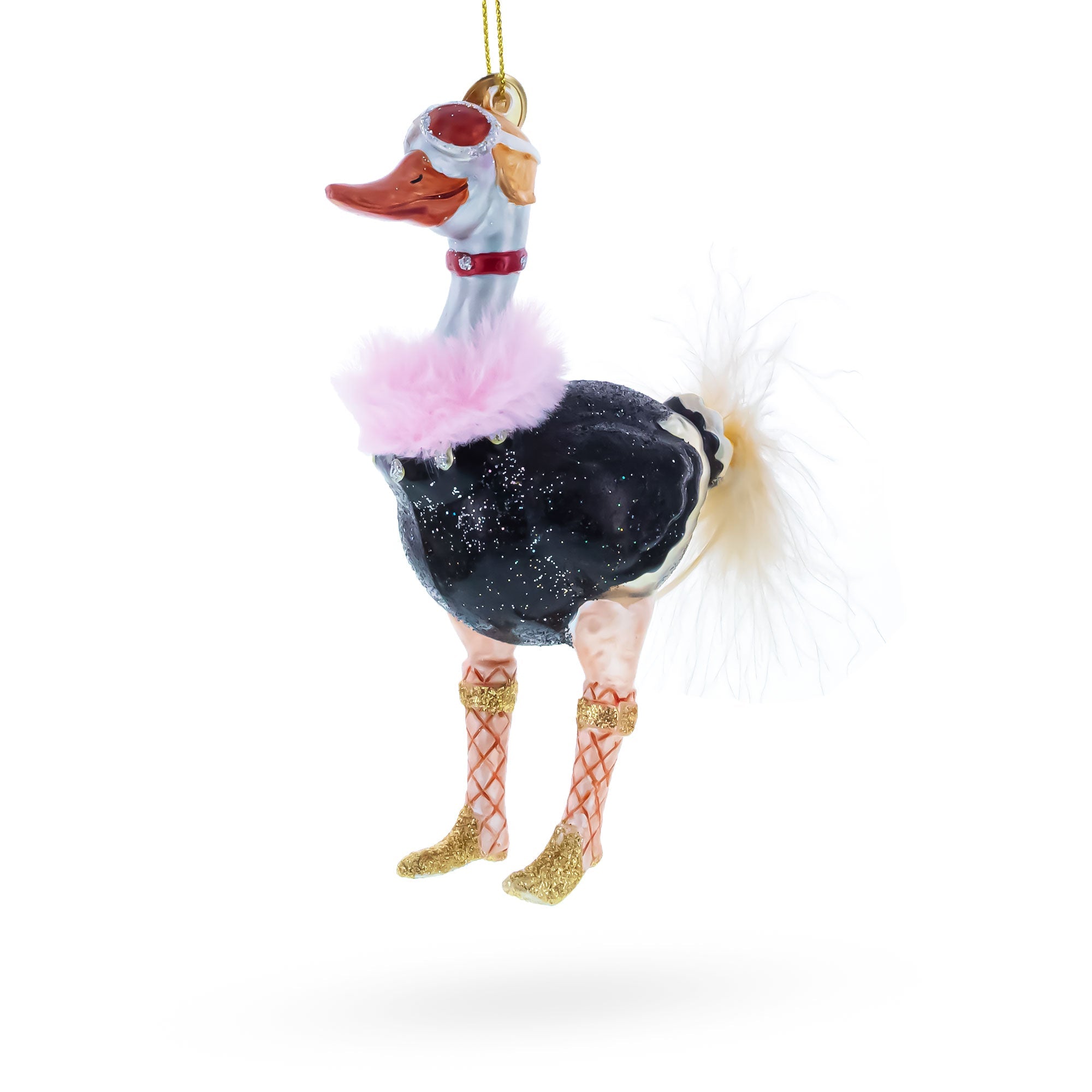 Ostrich Chic Glass Christmas Ornament