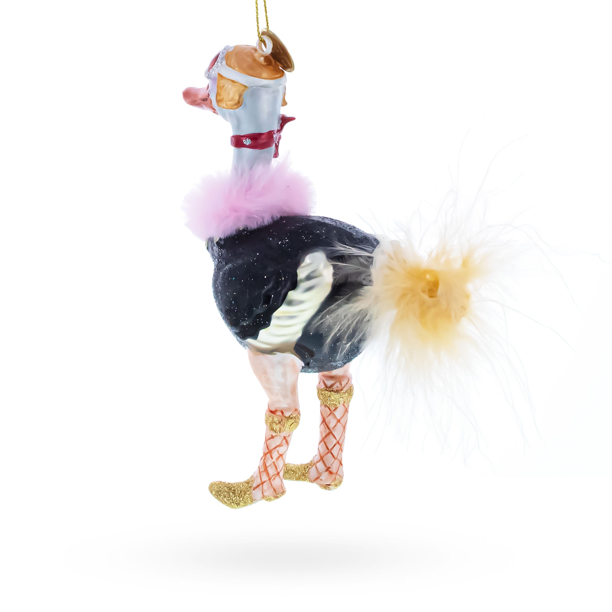 Ostrich Chic Glass Christmas Ornament