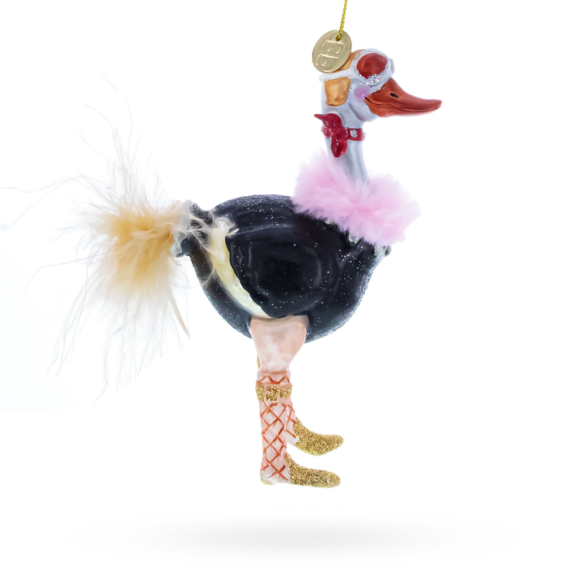 Ostrich Chic Glass Christmas Ornament