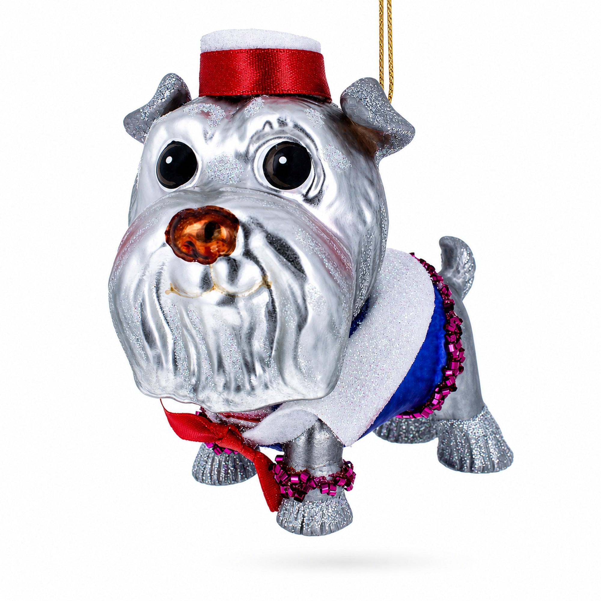 Dapper Schnauzer Sporting a Hat Glass Christmas Ornament
