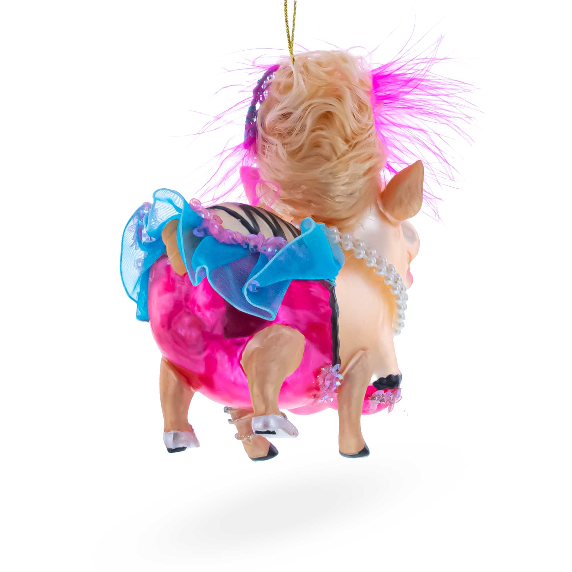 Fashion-Forward Pig Glass Christmas Ornament