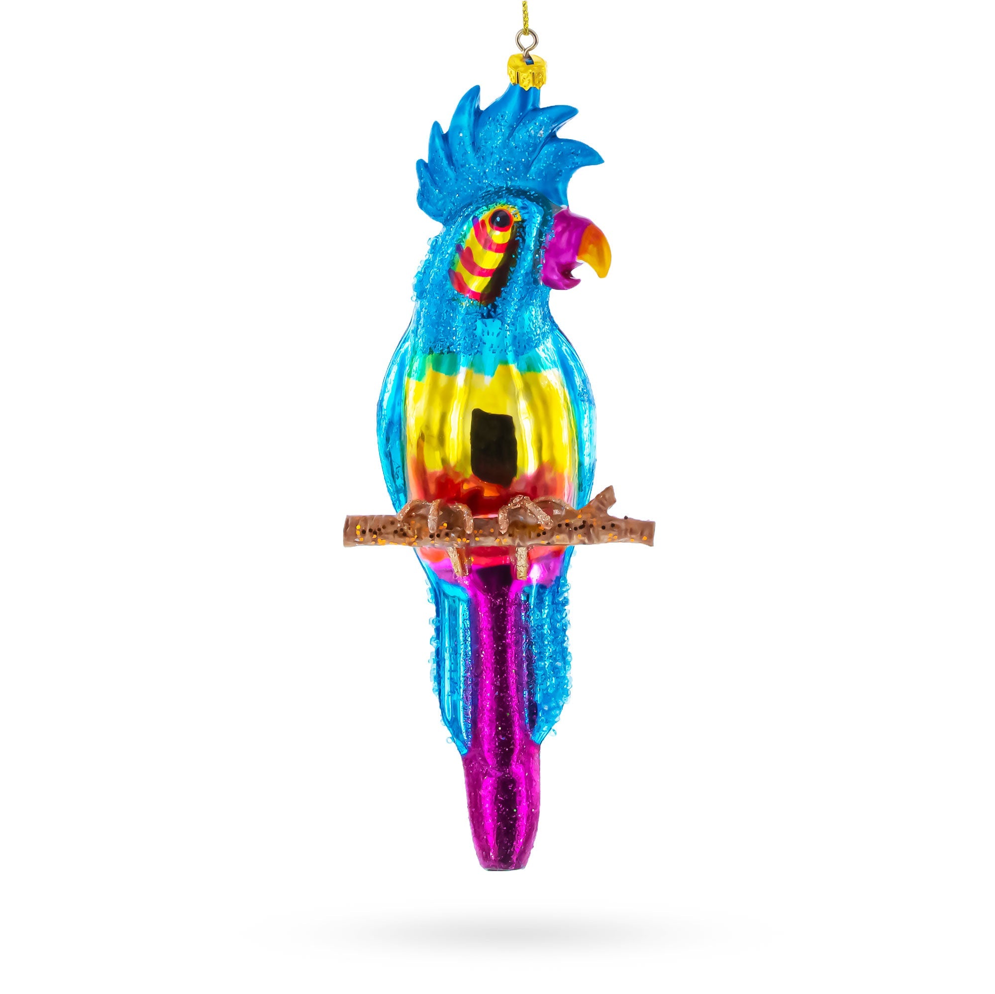 Parrot with Colorful Beads Glass Christmas Ornament