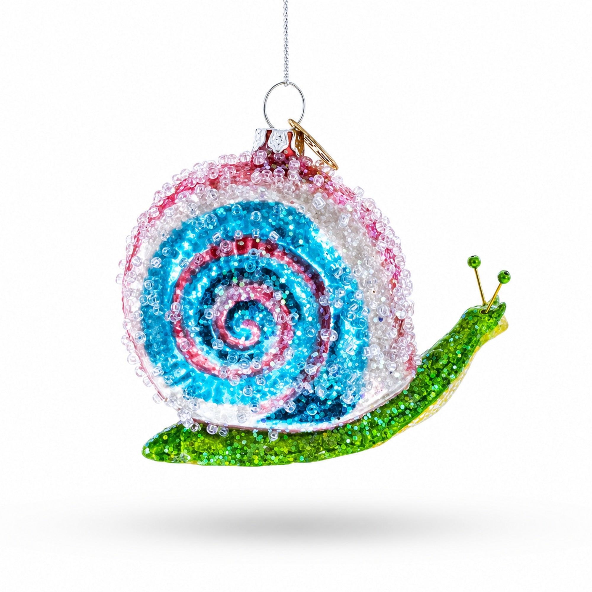 Snail with Colorful Beads Glass Christmas Ornament