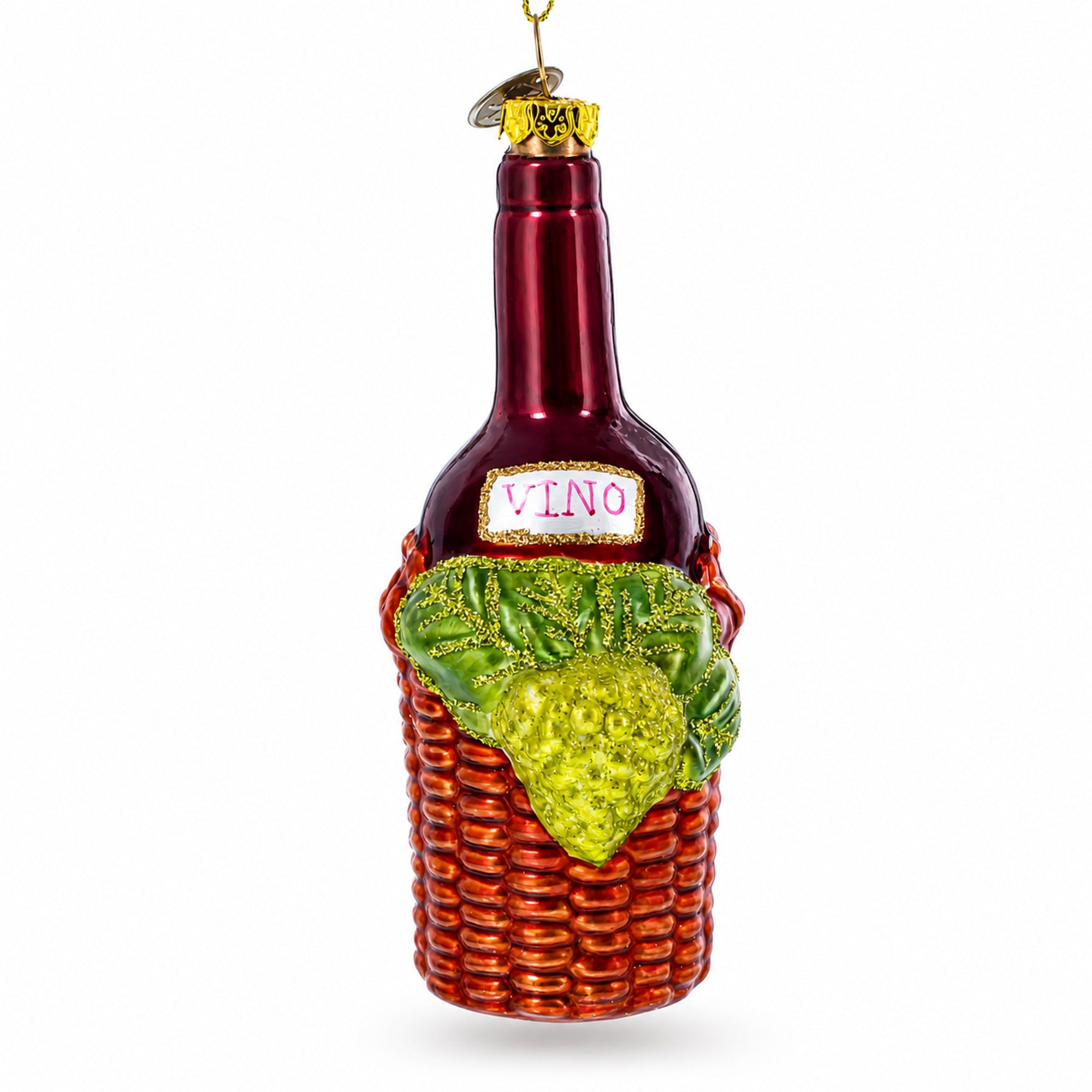 Red Wine Bottle Glass Christmas Ornament