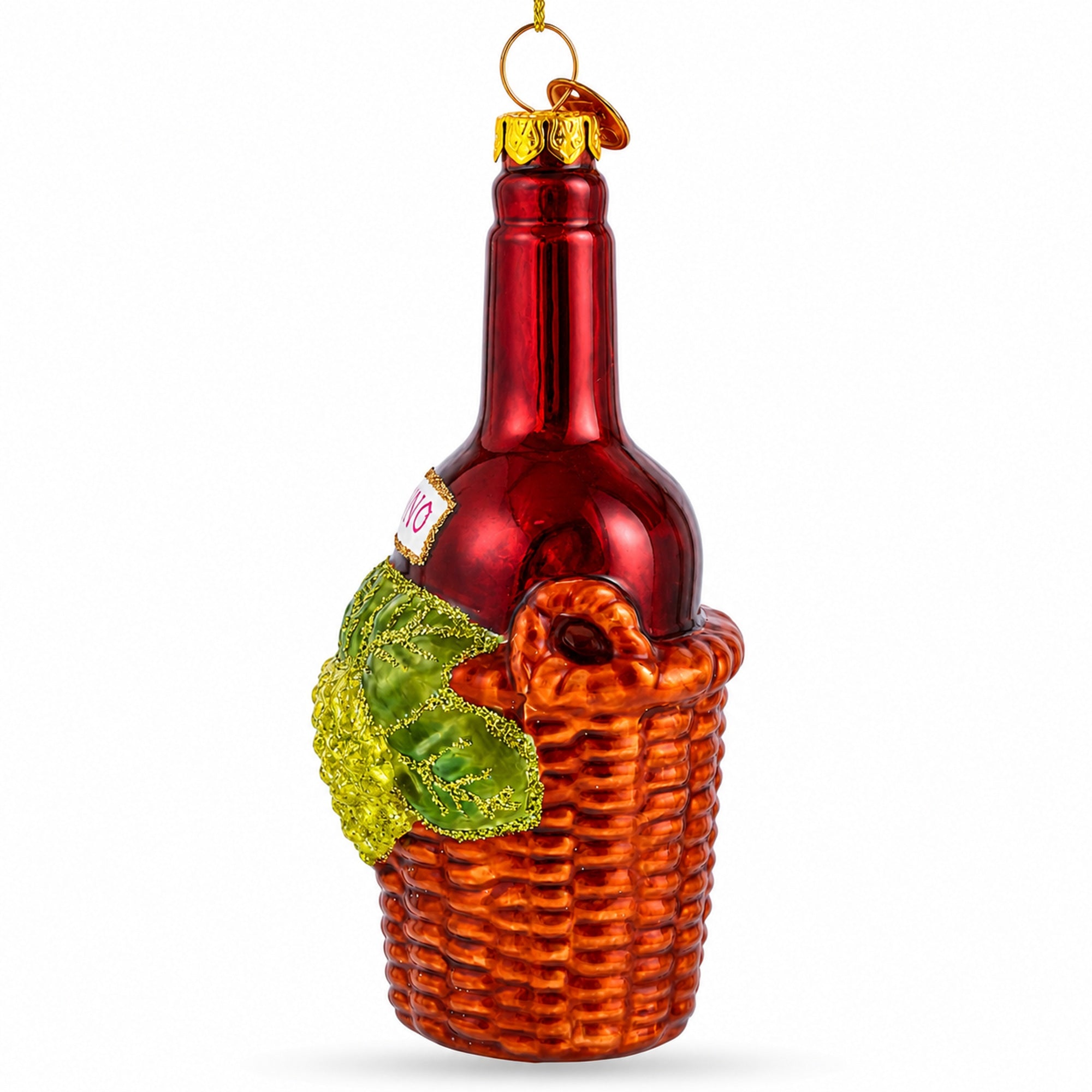 Red Wine Bottle Glass Christmas Ornament