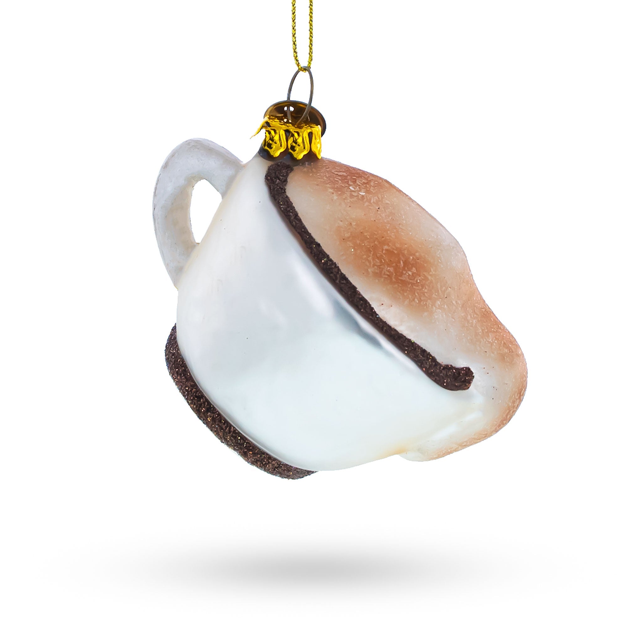 Steaming Cappuccino Cup Glass Christmas Ornament