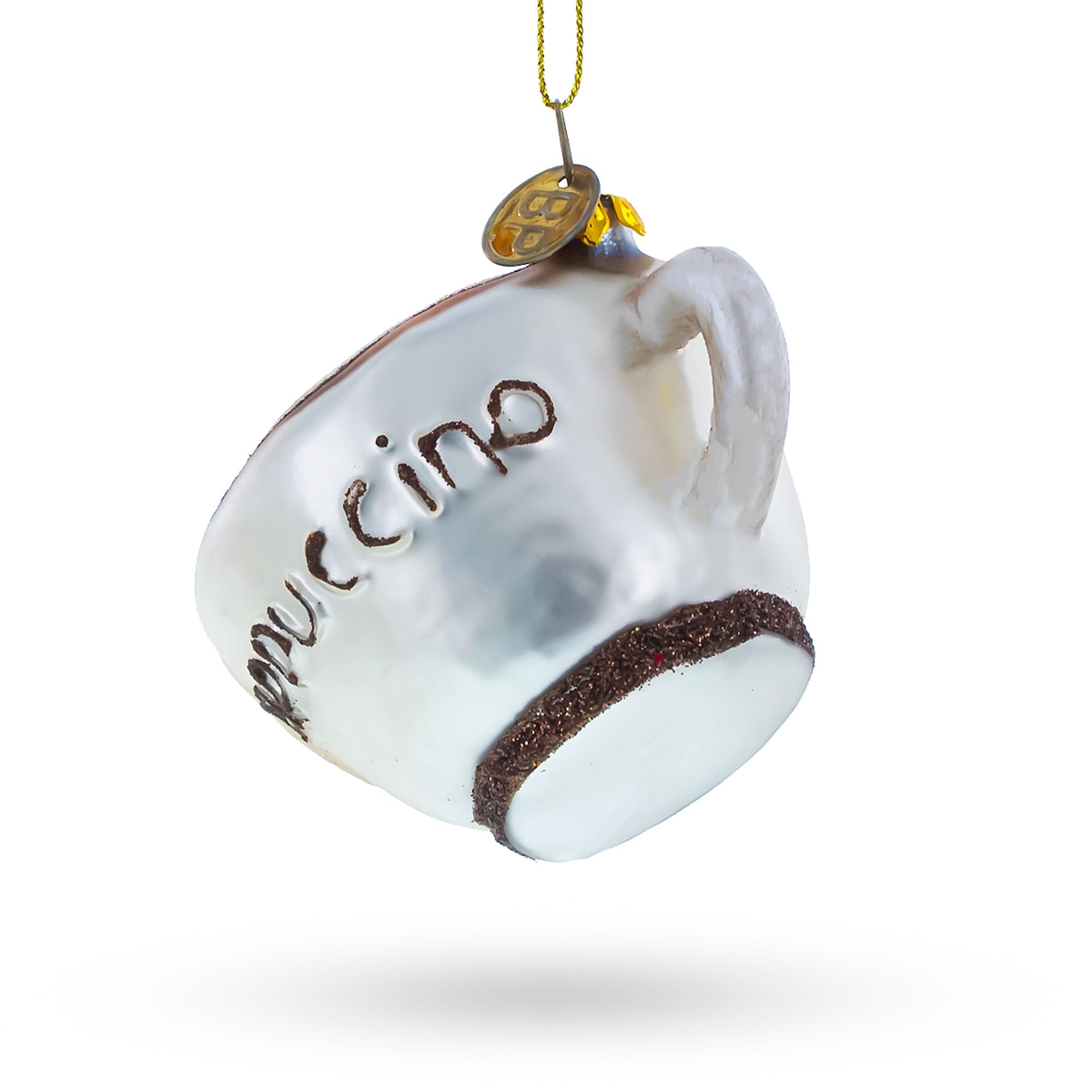 Steaming Cappuccino Cup Glass Christmas Ornament