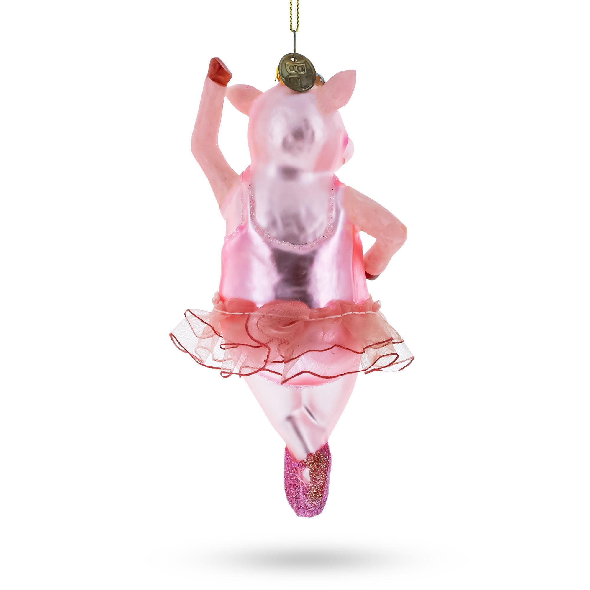 Ballerina Pig Glass Christmas Ornament