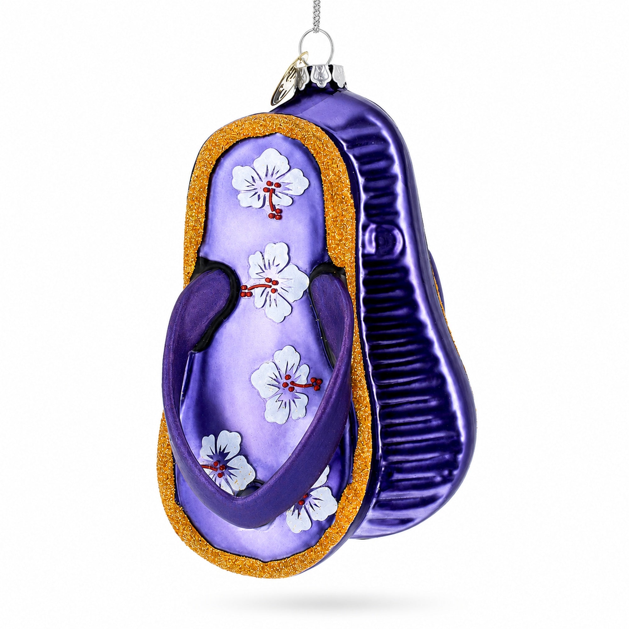 Colorful Flip Flops Glass Christmas Ornament