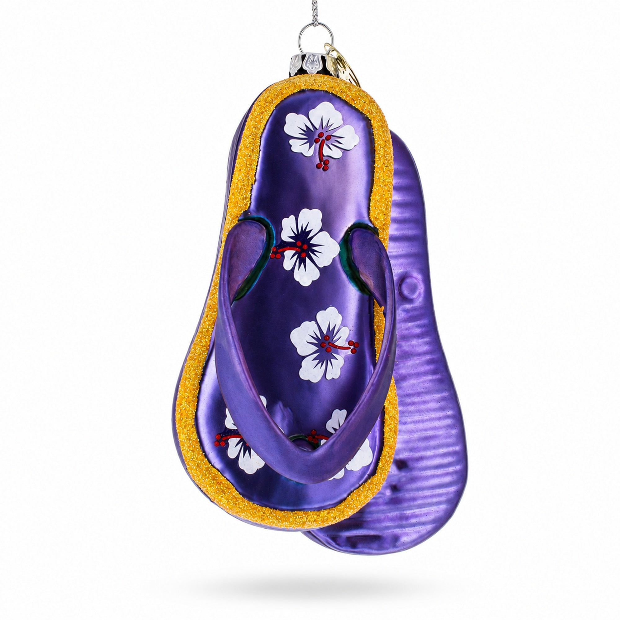 Colorful Flip Flops Glass Christmas Ornament