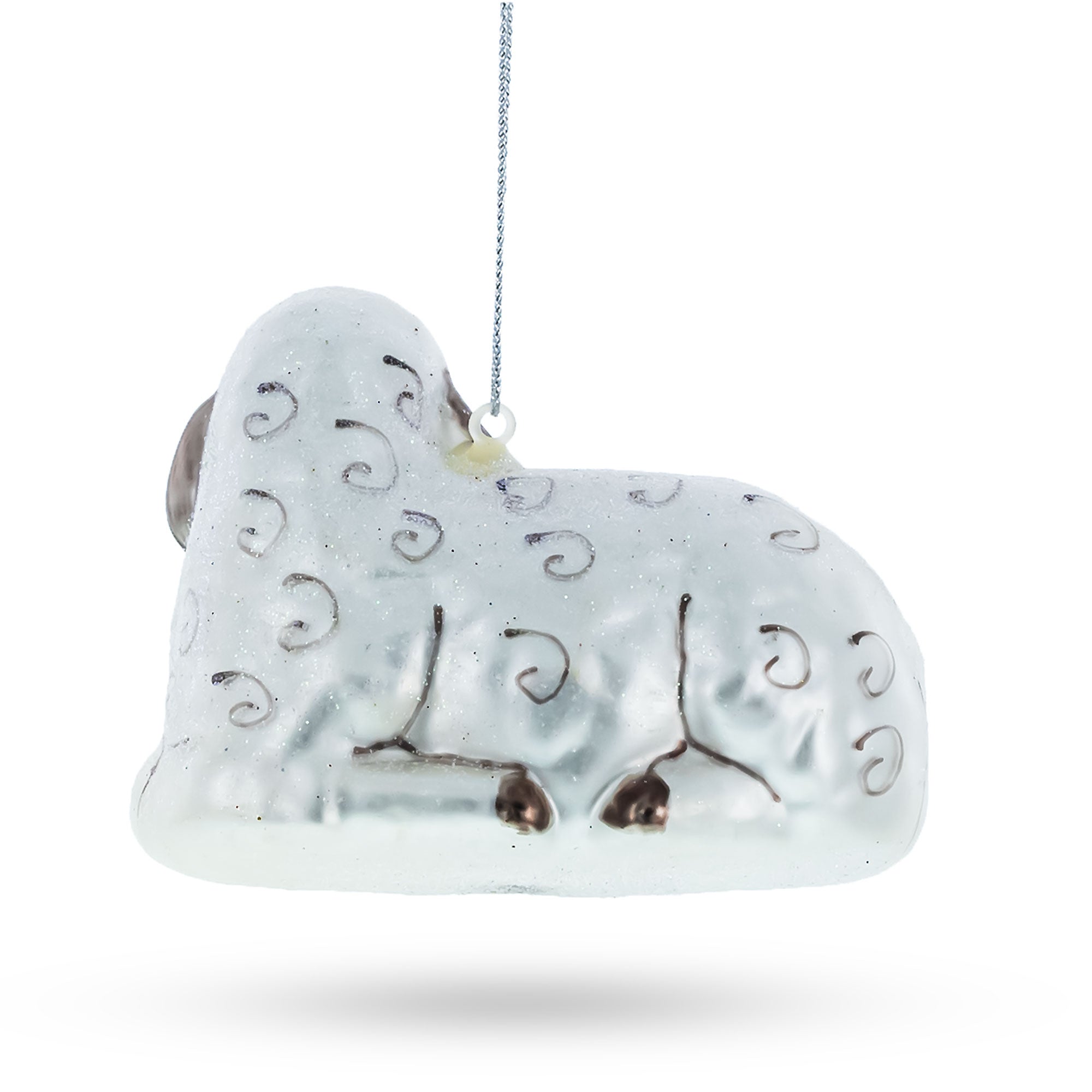 Sheep Family Glass Christmas Ornament