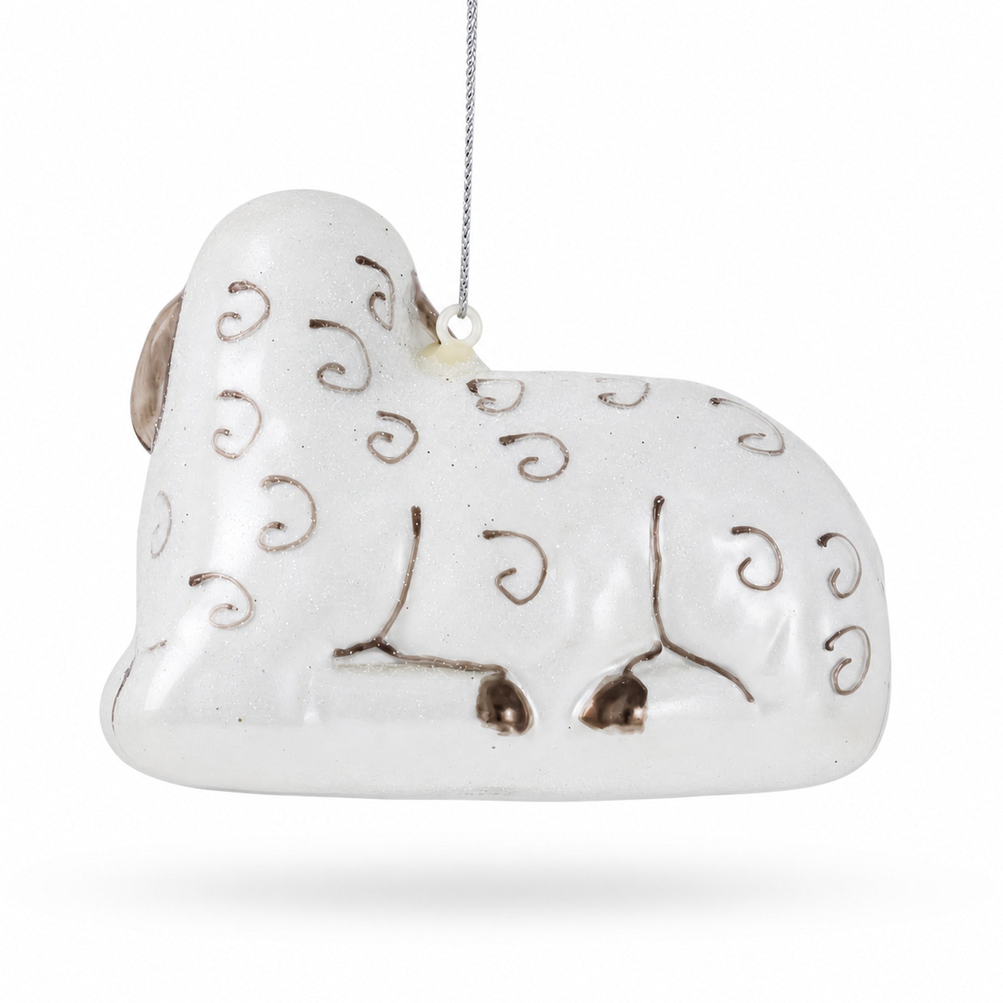 Sheep Family Glass Christmas Ornament