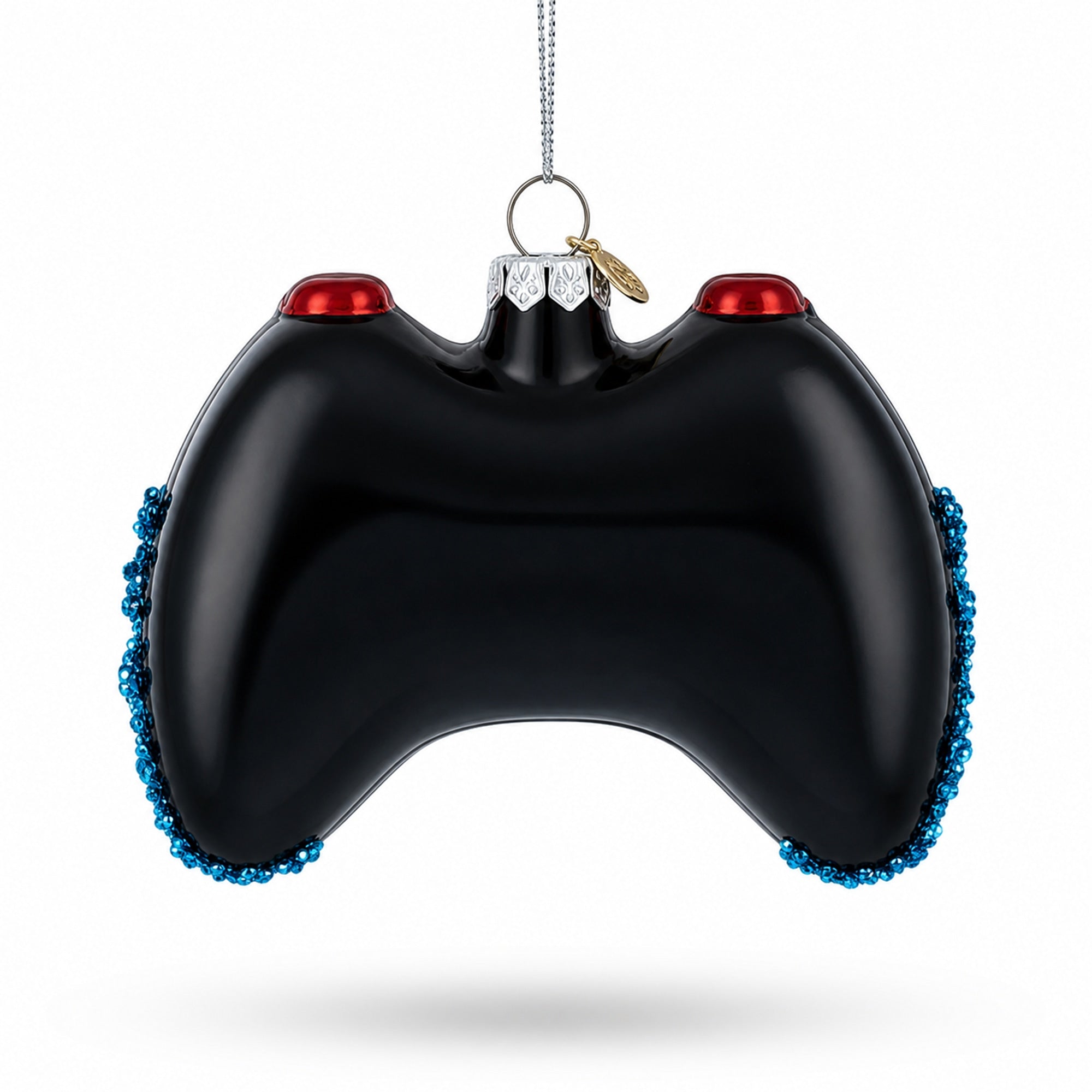 Black Video Game Controller Glass Christmas Ornament