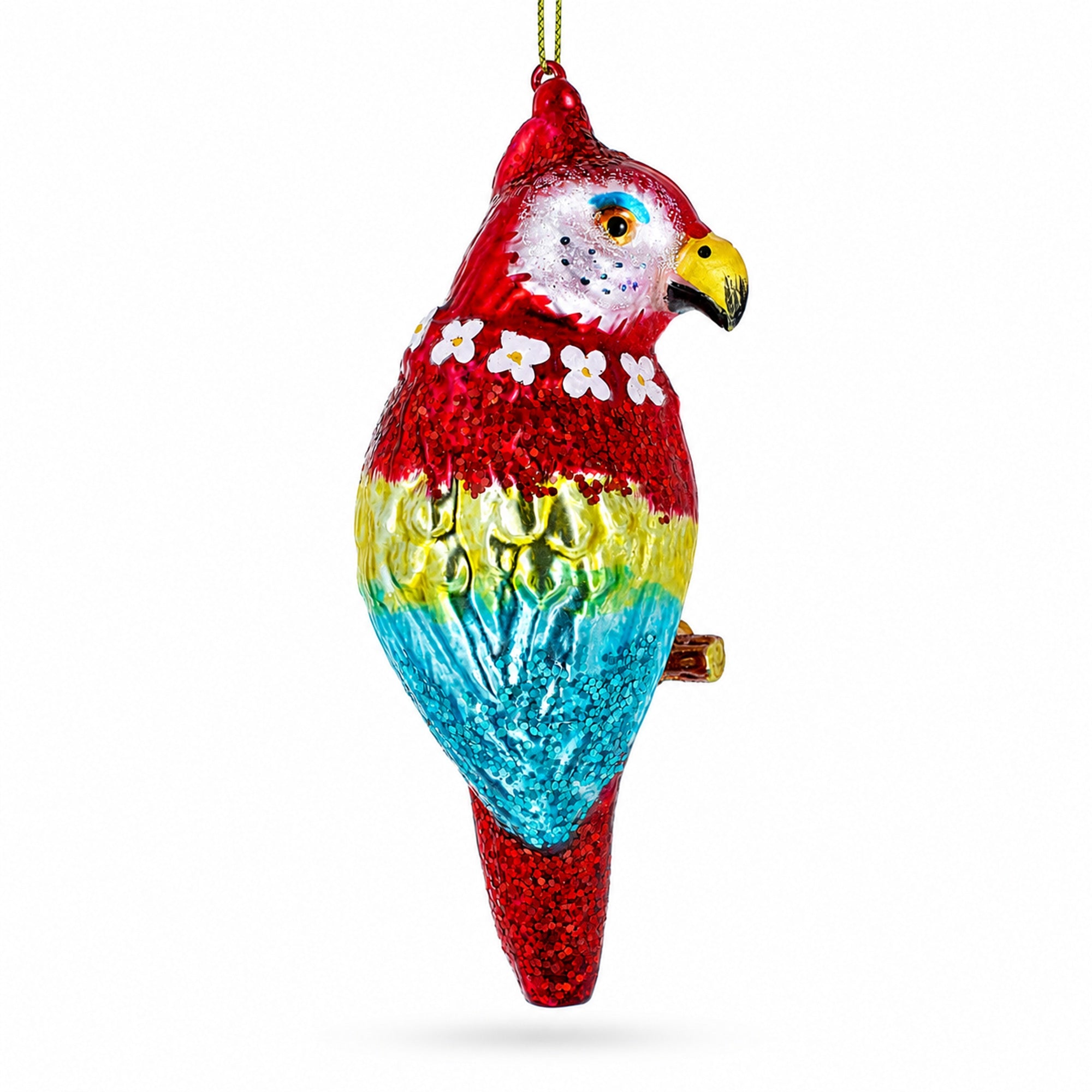 Parrot with Drink Glass Christmas Ornament