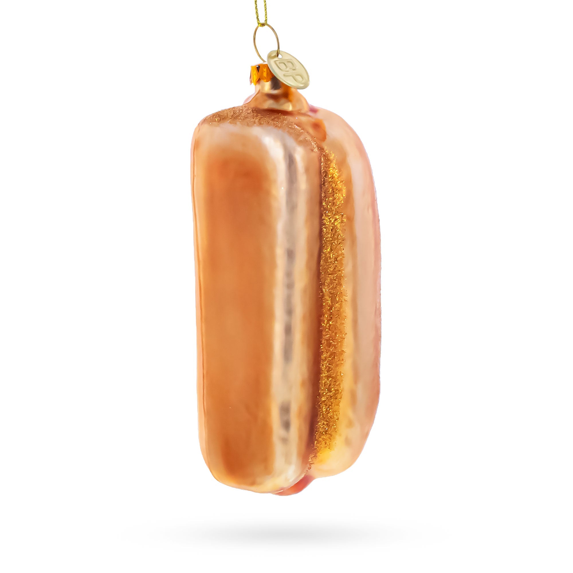 Hot Dog with Mustard Glass Christmas Ornament
