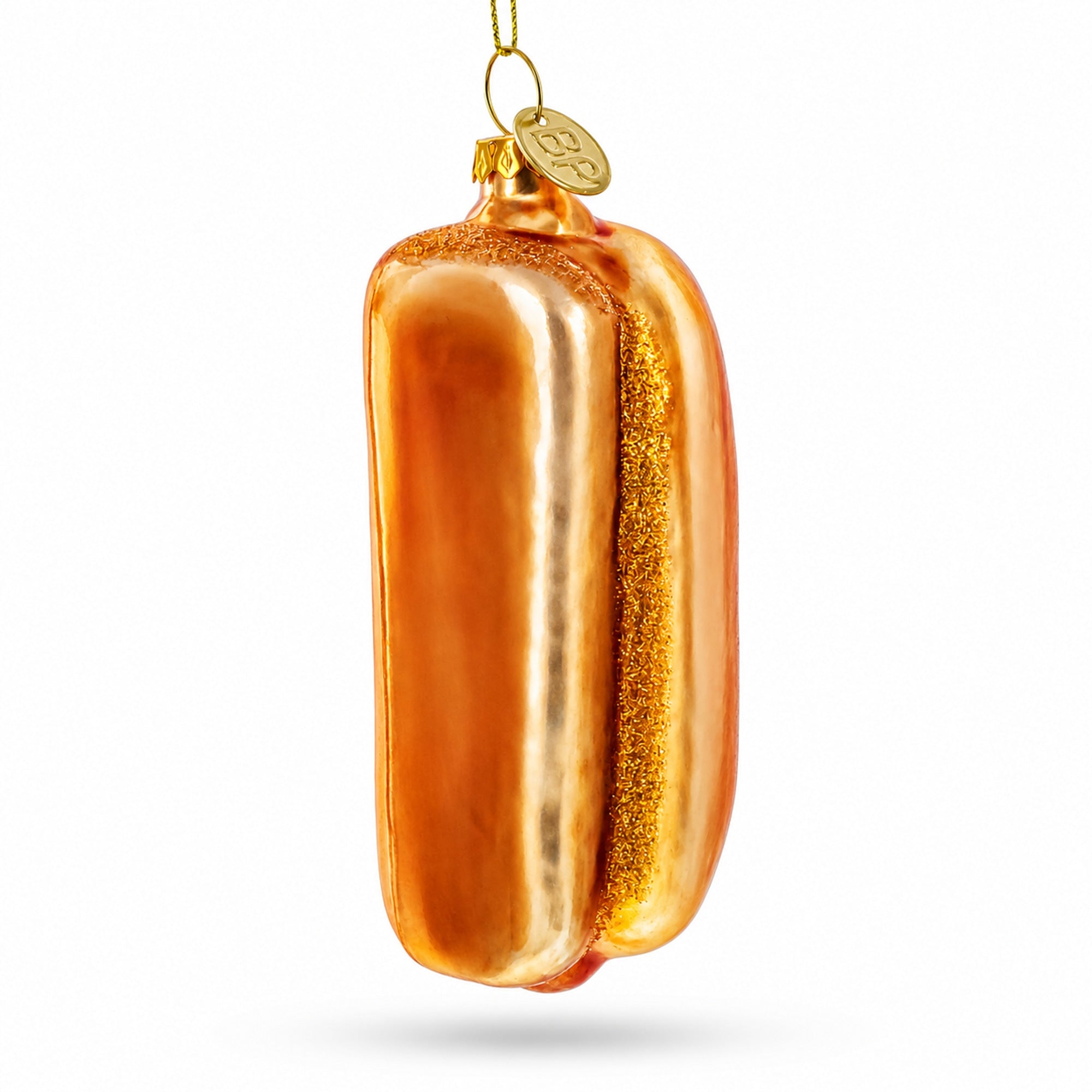 Hot Dog with Mustard Glass Christmas Ornament