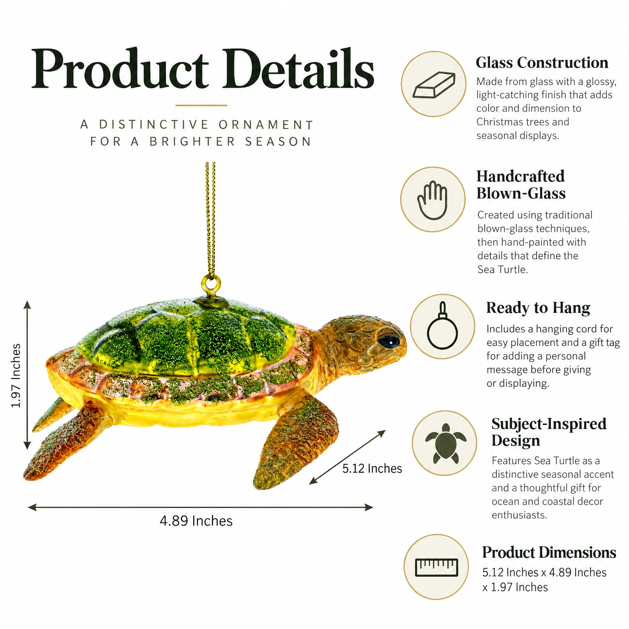 Sea Turtle Glass Christmas Ornament