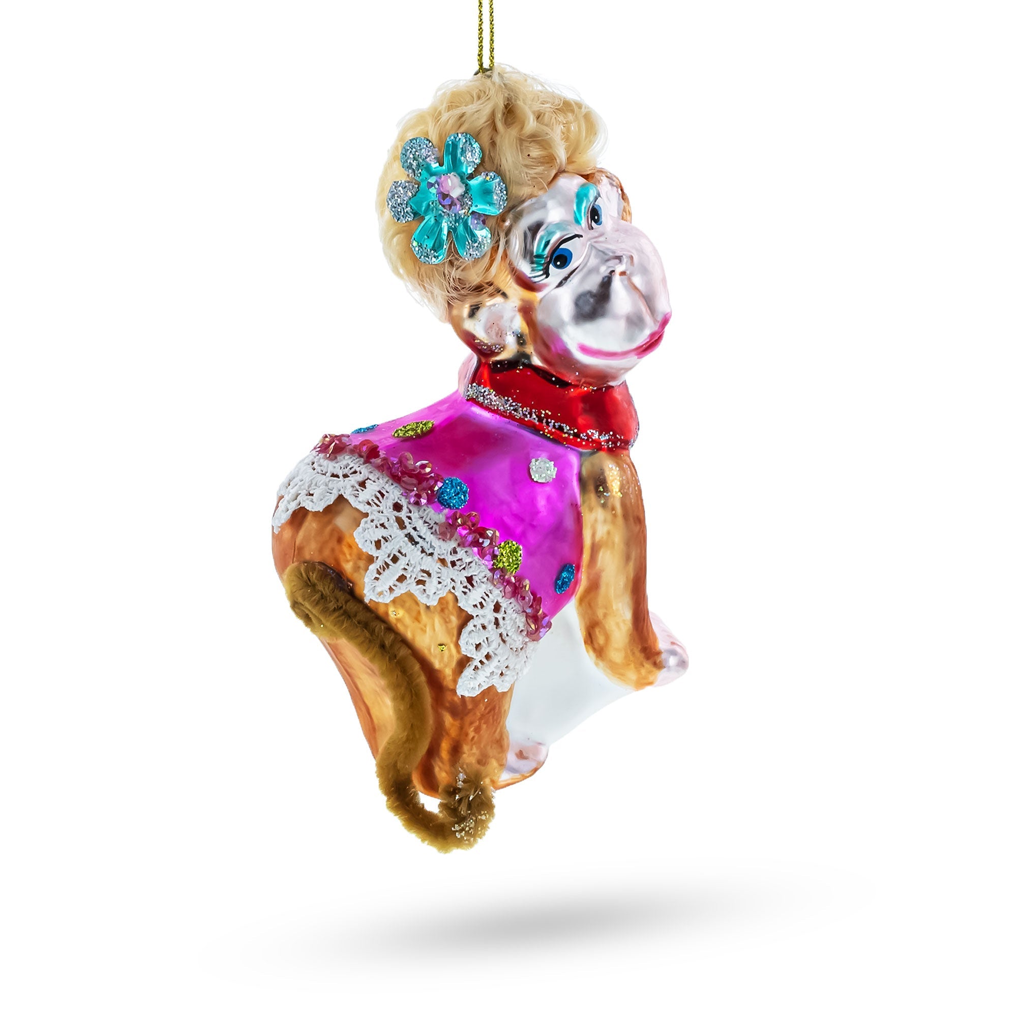 Monkey Glass Christmas Ornament