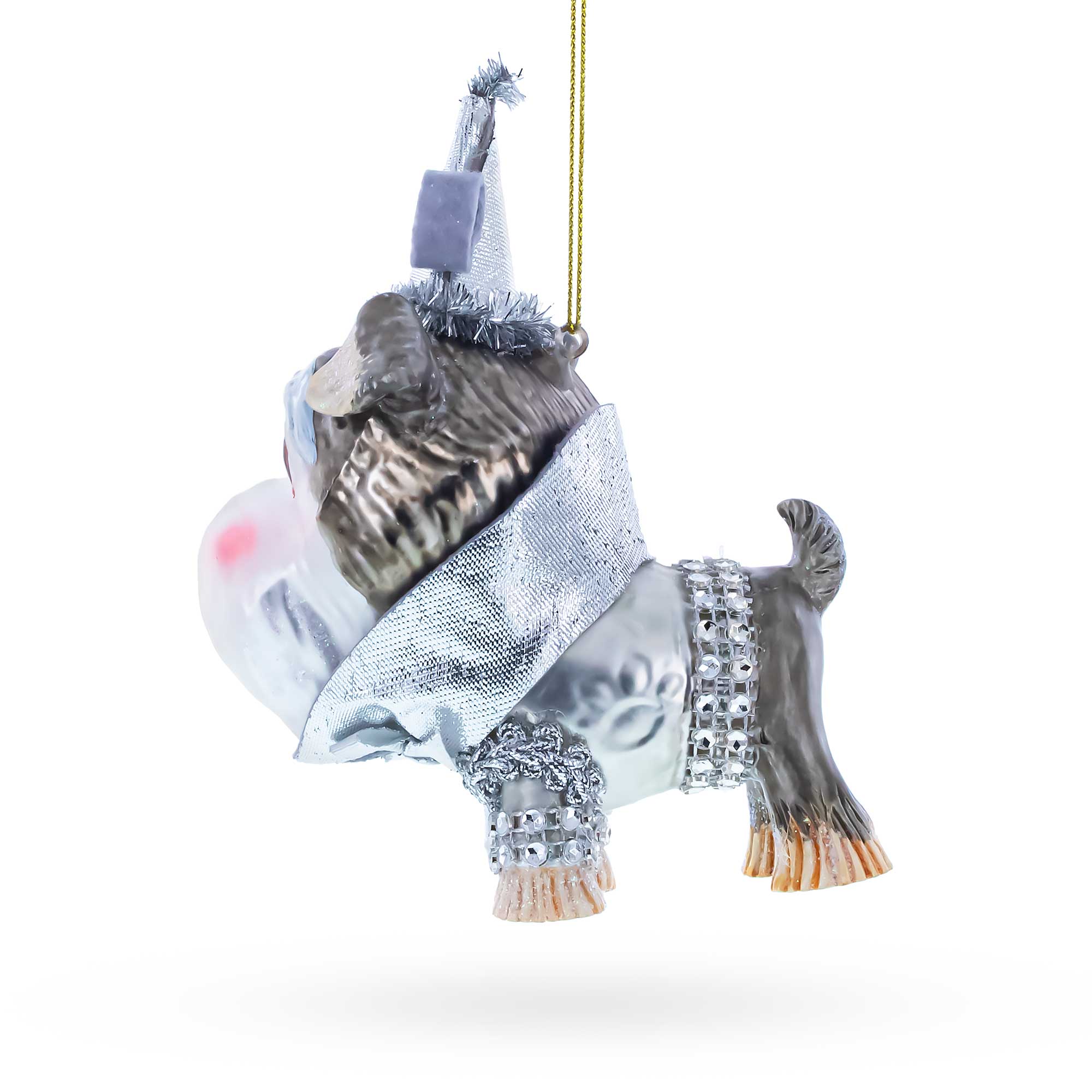 Schnauzer Glass Christmas Ornament