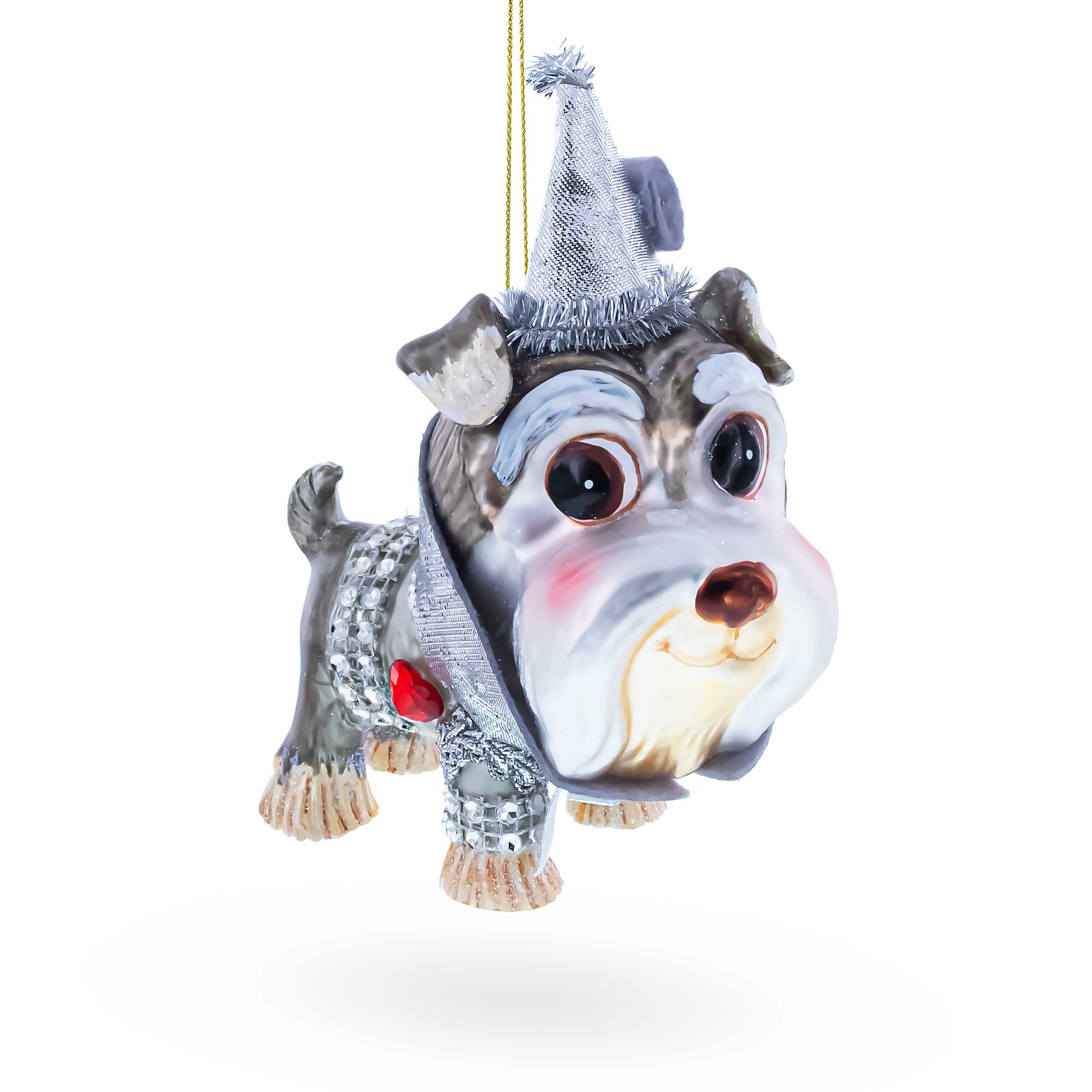 Schnauzer Glass Christmas Ornament