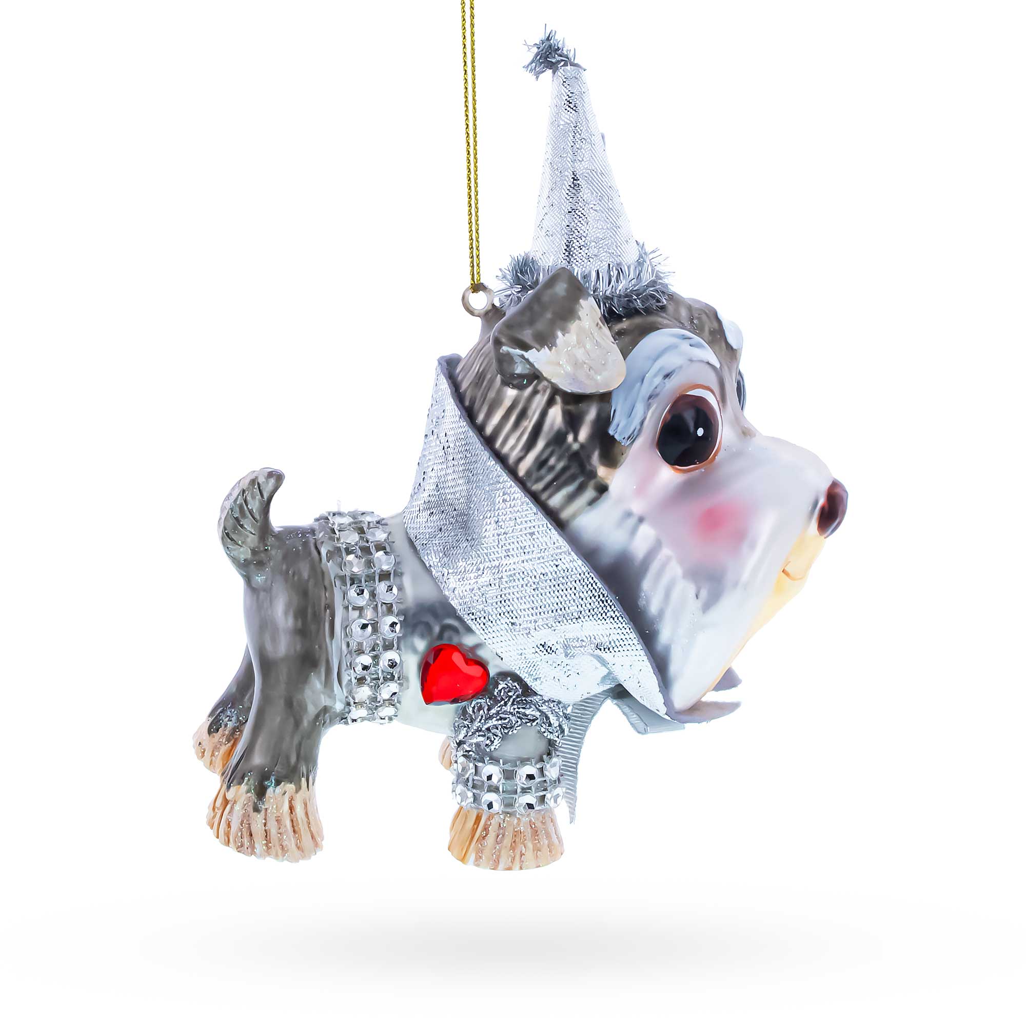 Schnauzer Glass Christmas Ornament