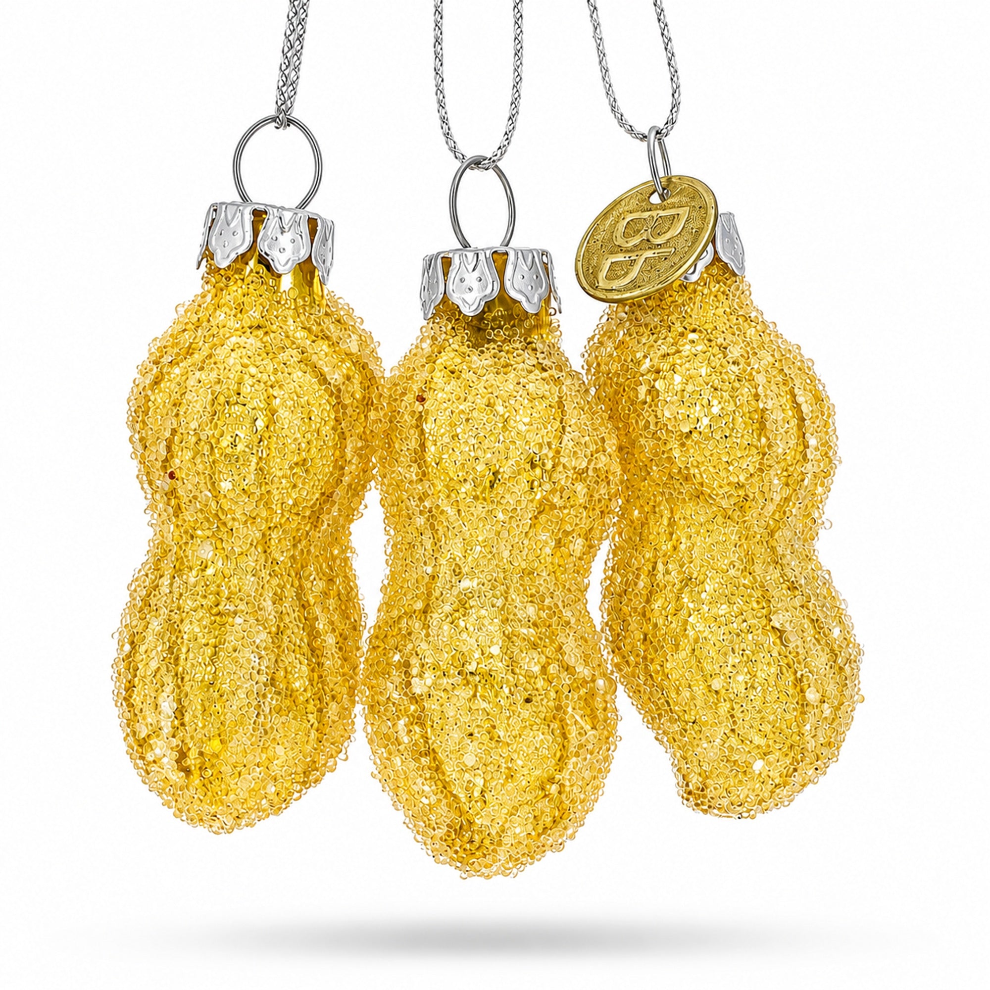 Trio of Peanuts Glass Christmas Ornament