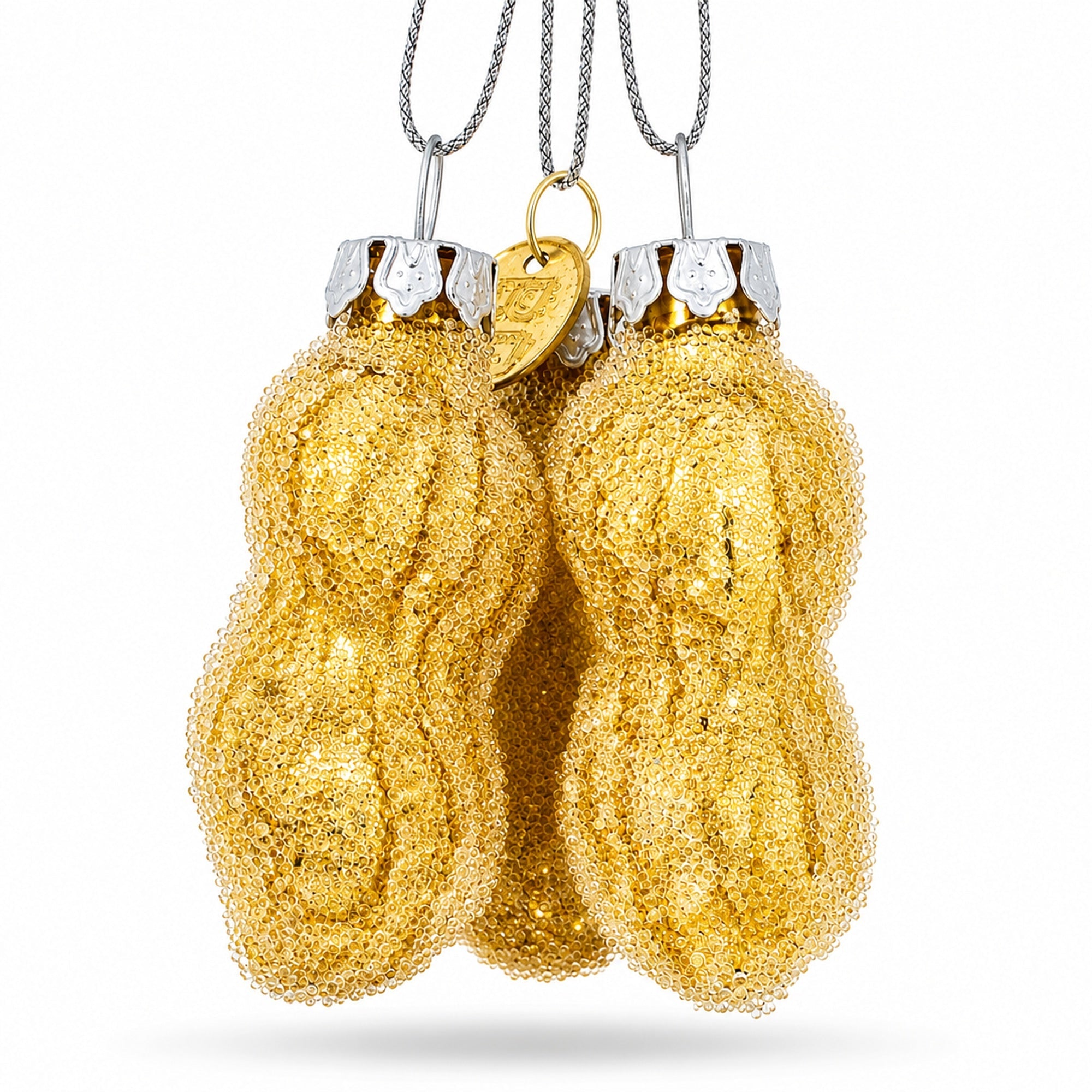 Trio of Peanuts Glass Christmas Ornament
