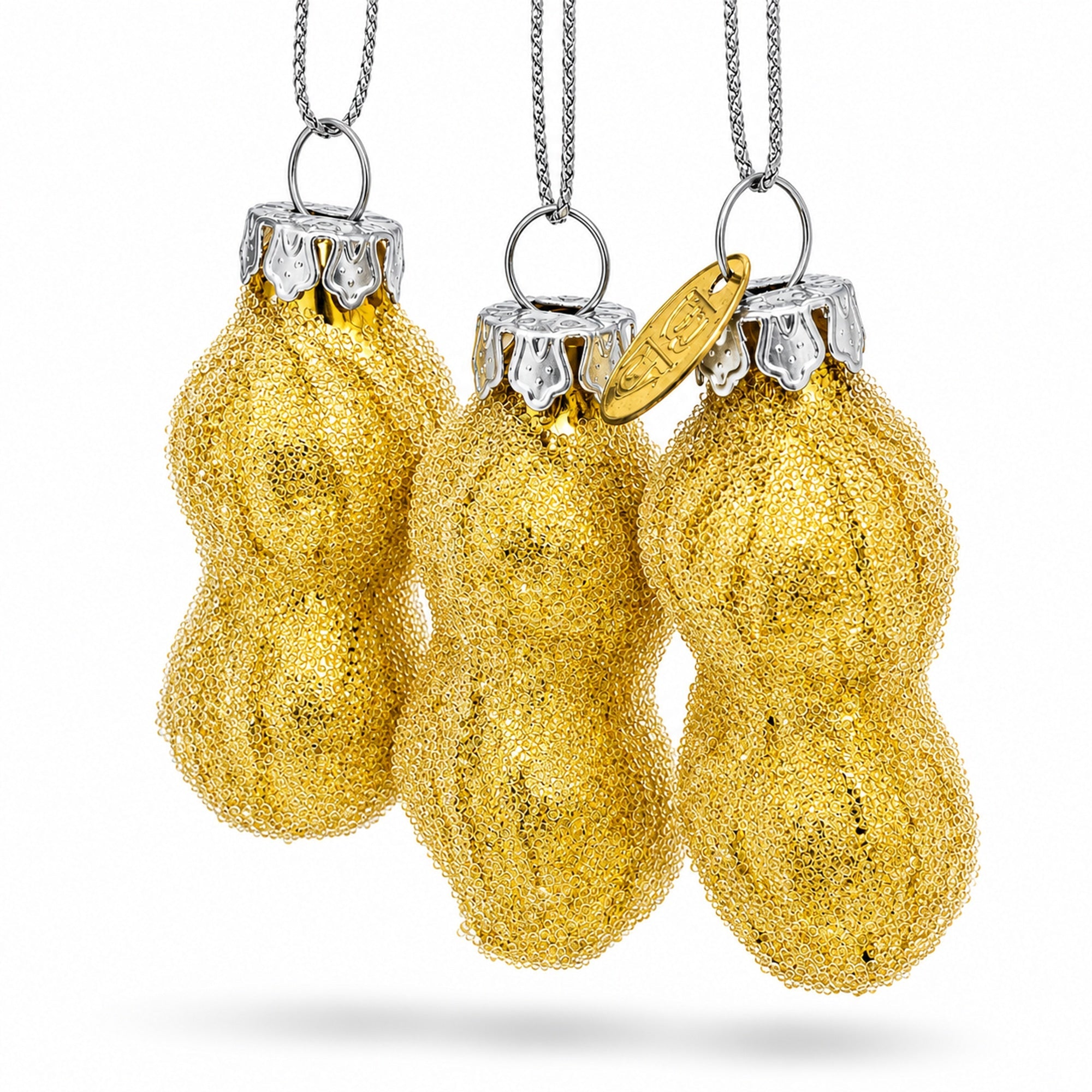 Trio of Peanuts Glass Christmas Ornament