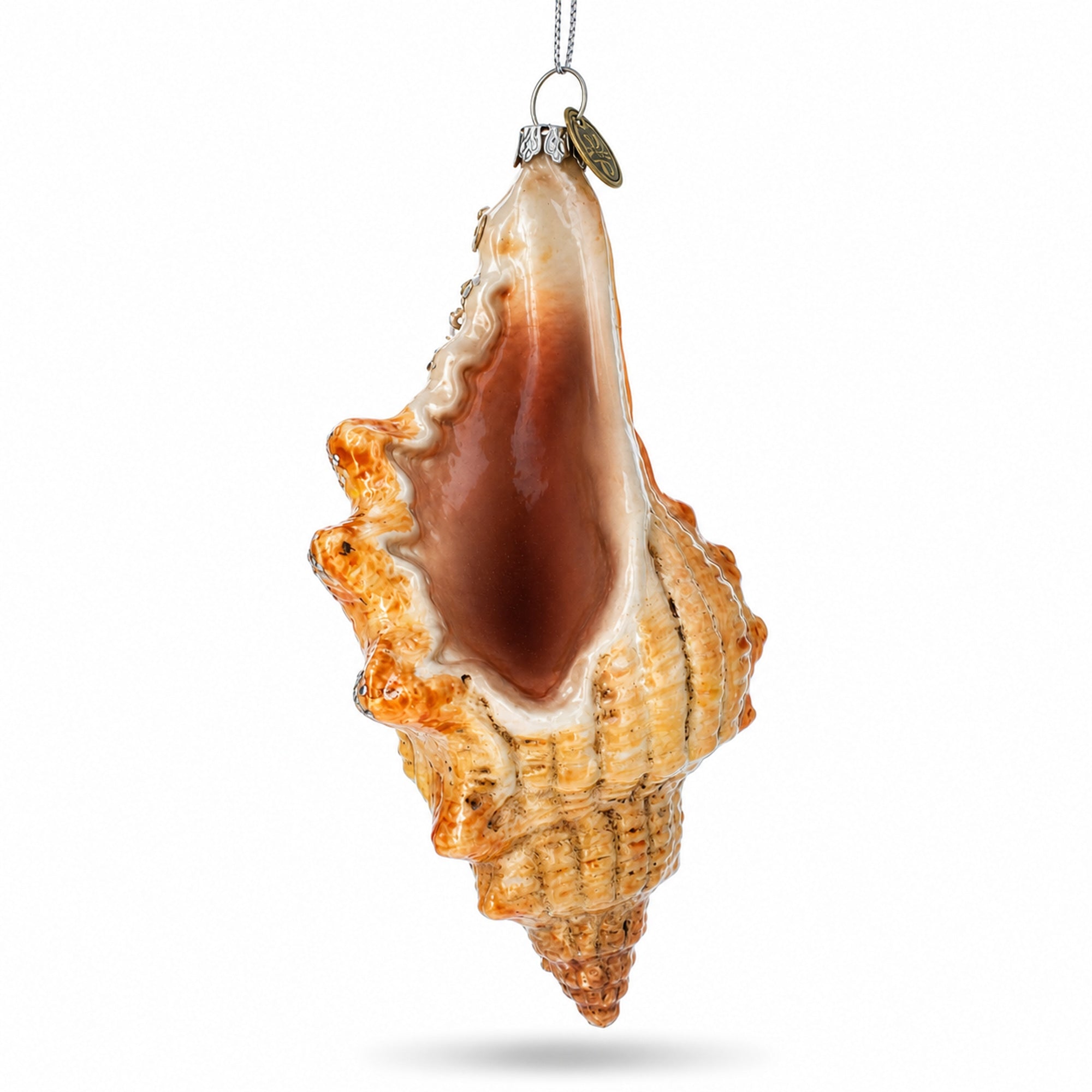 Glittered Seashell Glass Christmas Ornament