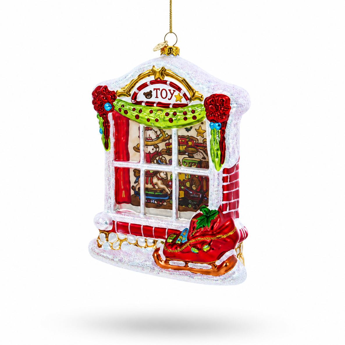 Winter Wonderland Toy House Glass Christmas Ornament