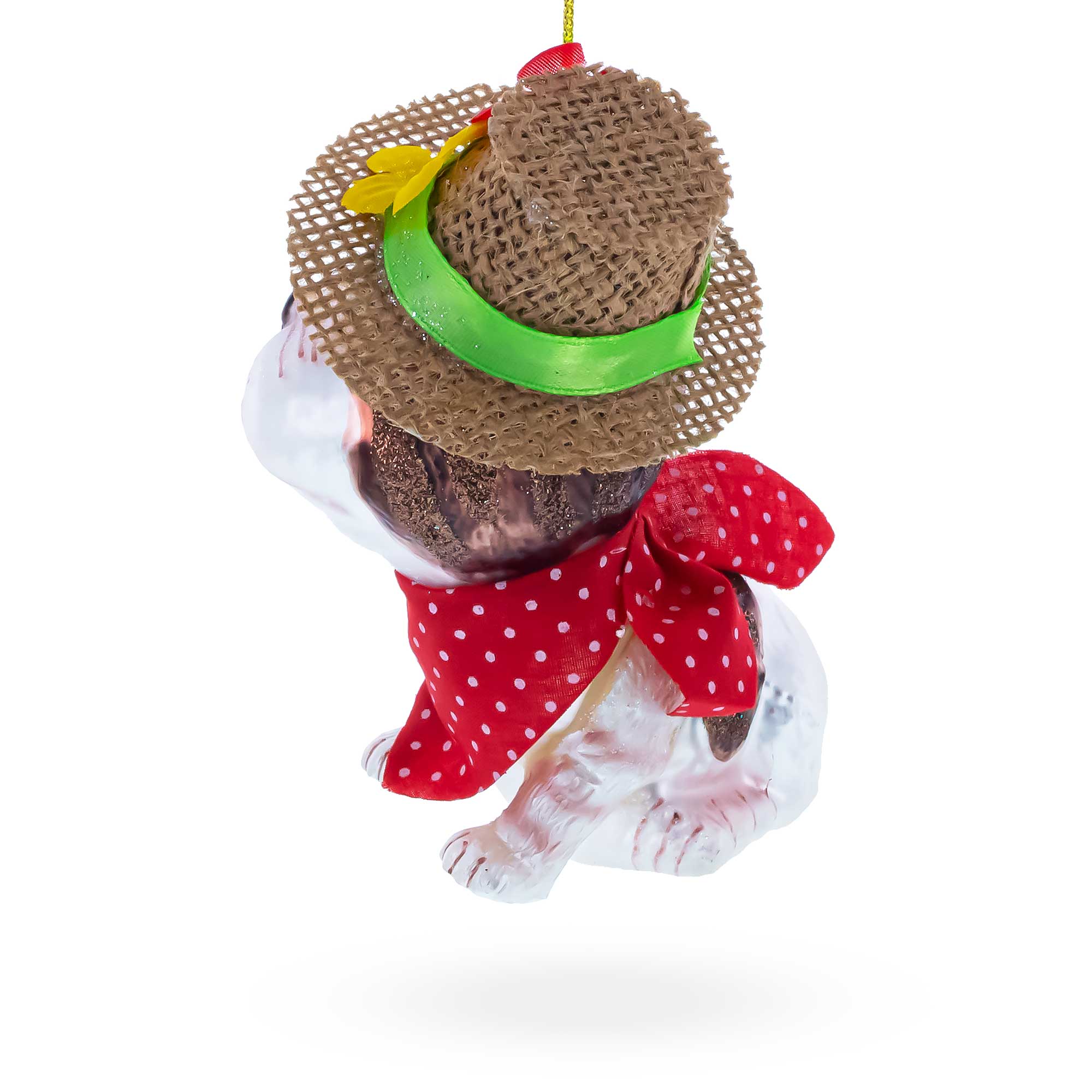 Dapper Boston Terrier in Hat Glass Christmas Ornament