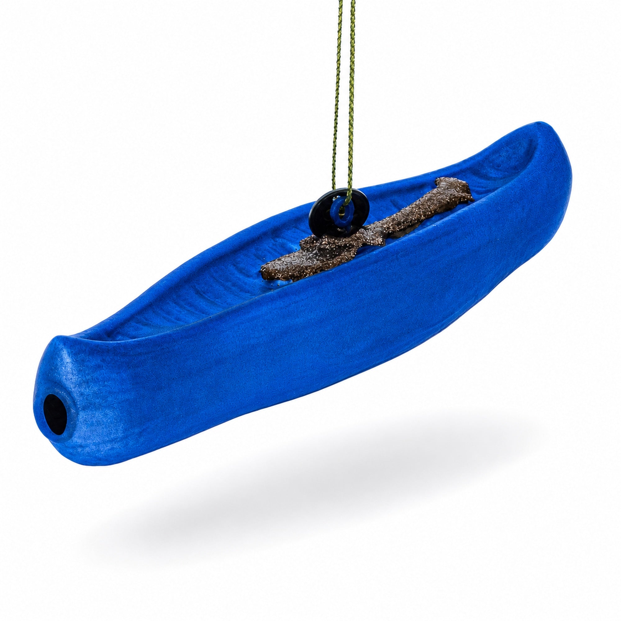 Blue Canoe Glass Christmas Ornament