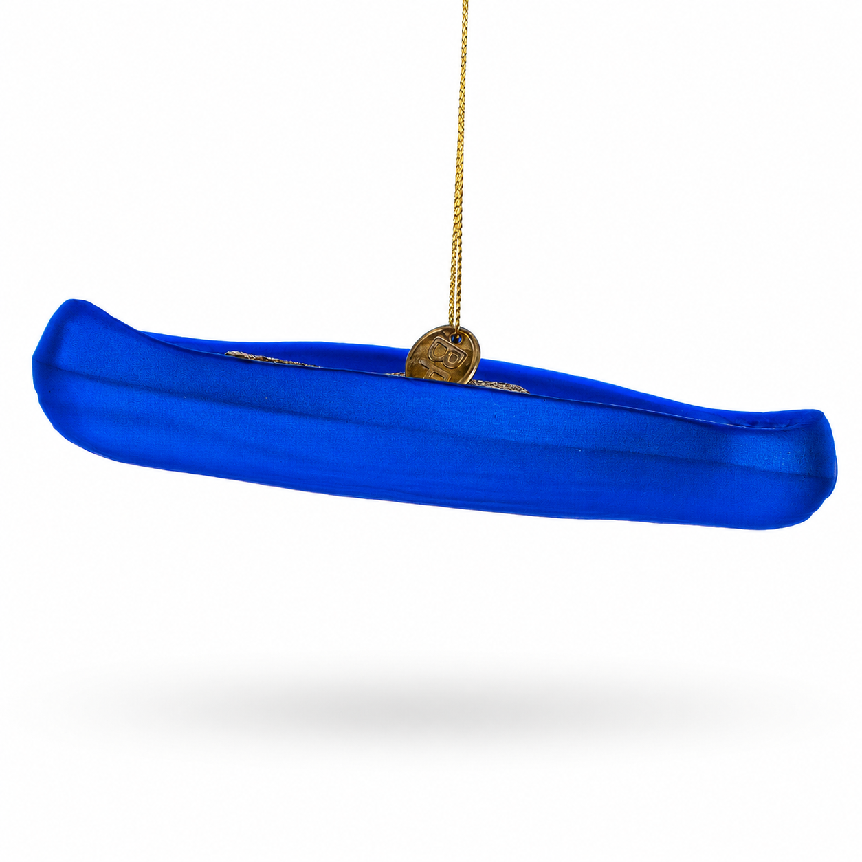 Blue Canoe Glass Christmas Ornament