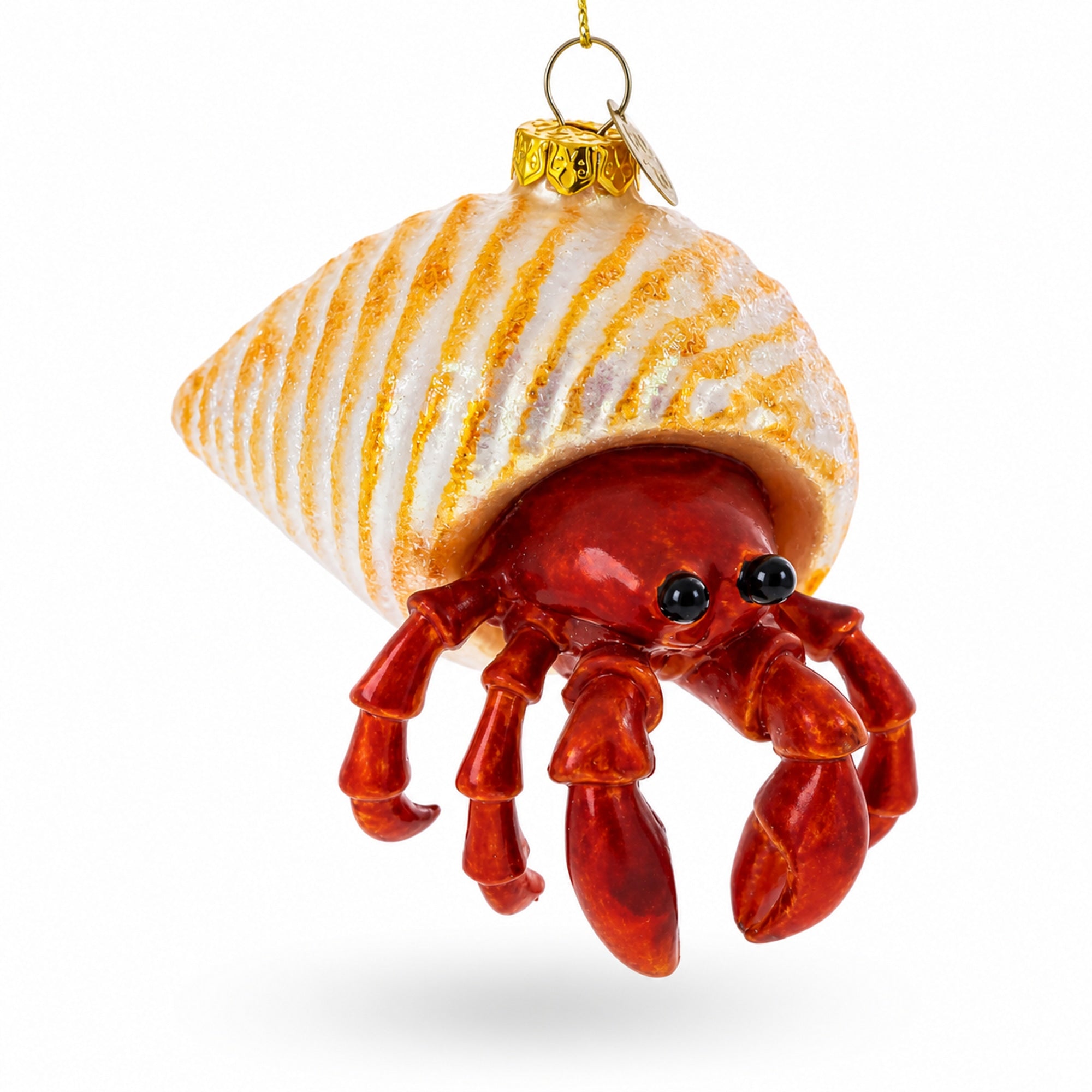 Tropical Orange Hermit Crab Glass Christmas Ornament