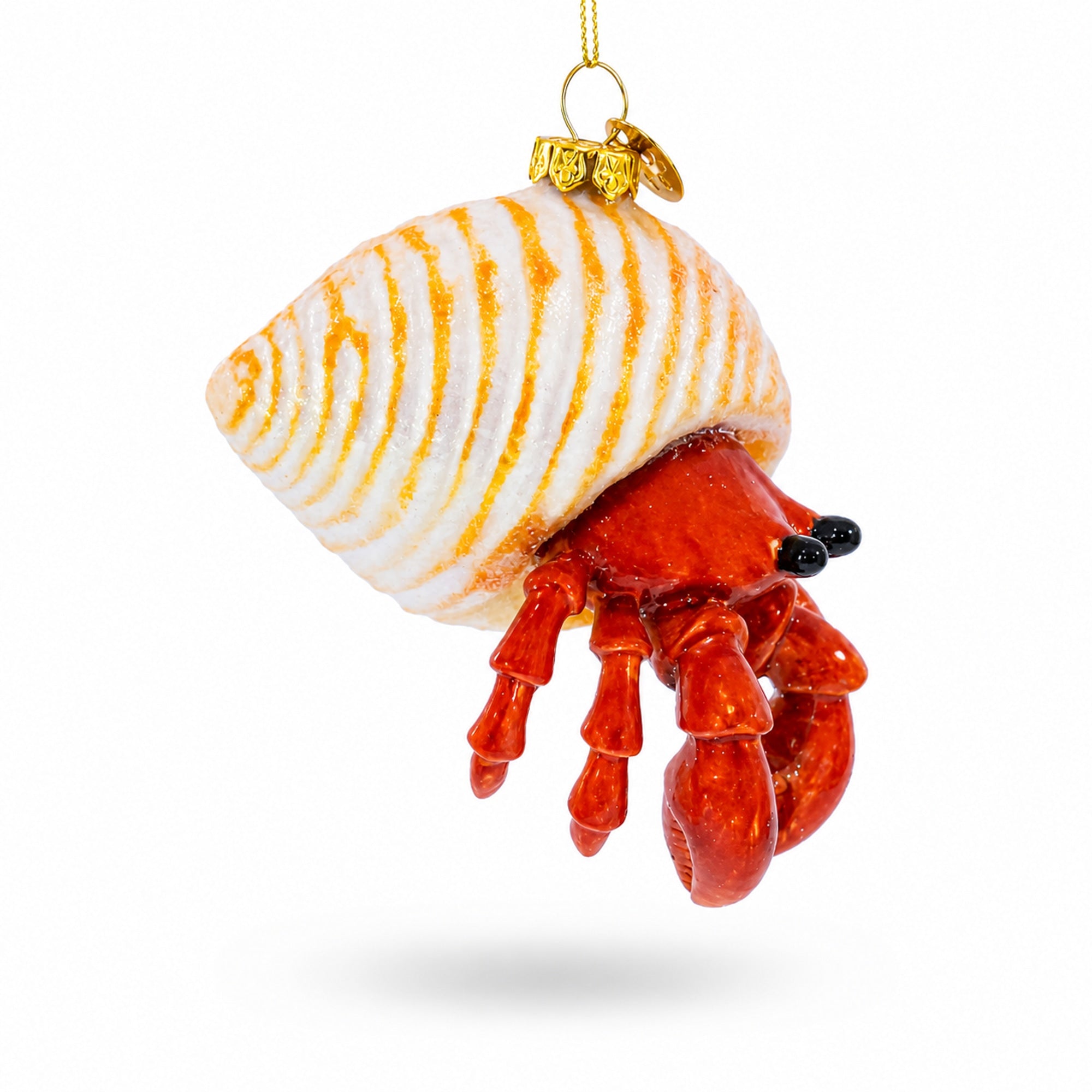 Tropical Orange Hermit Crab Glass Christmas Ornament