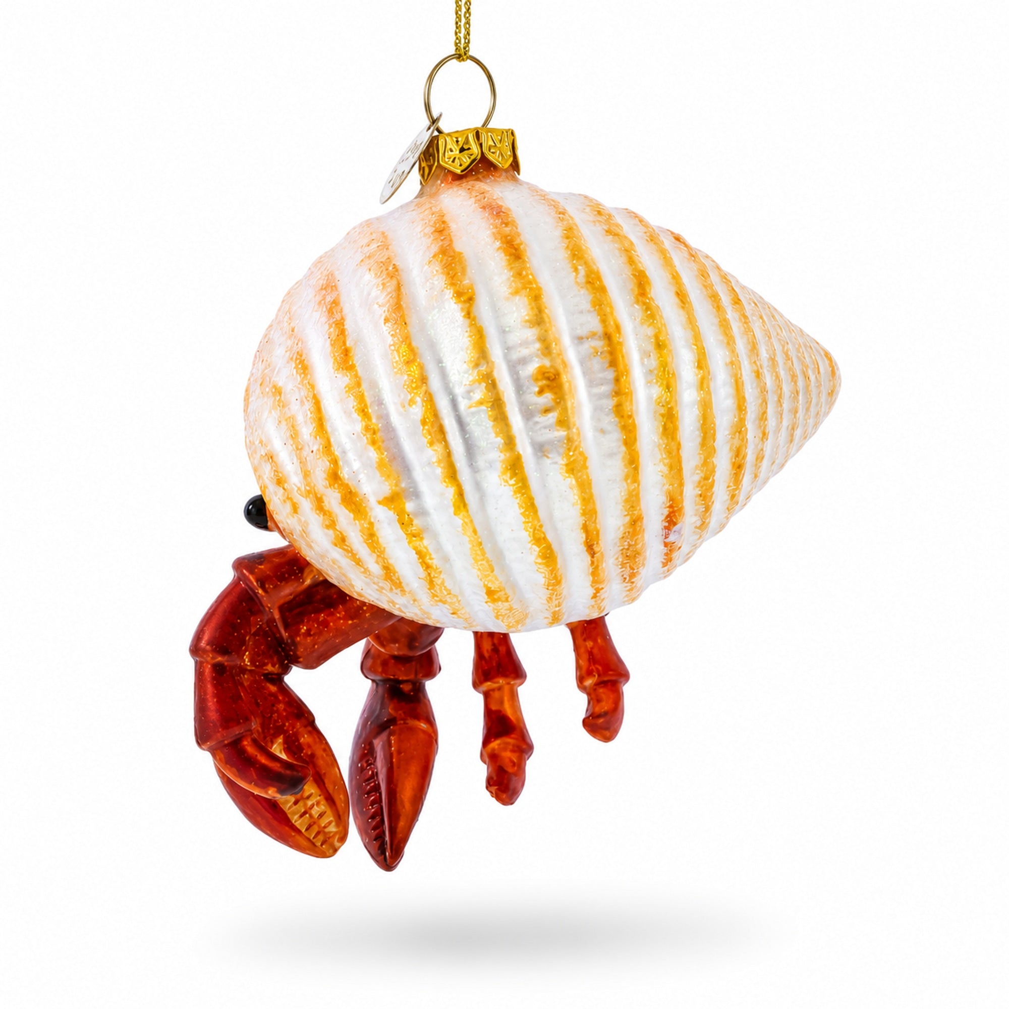 Tropical Orange Hermit Crab Glass Christmas Ornament