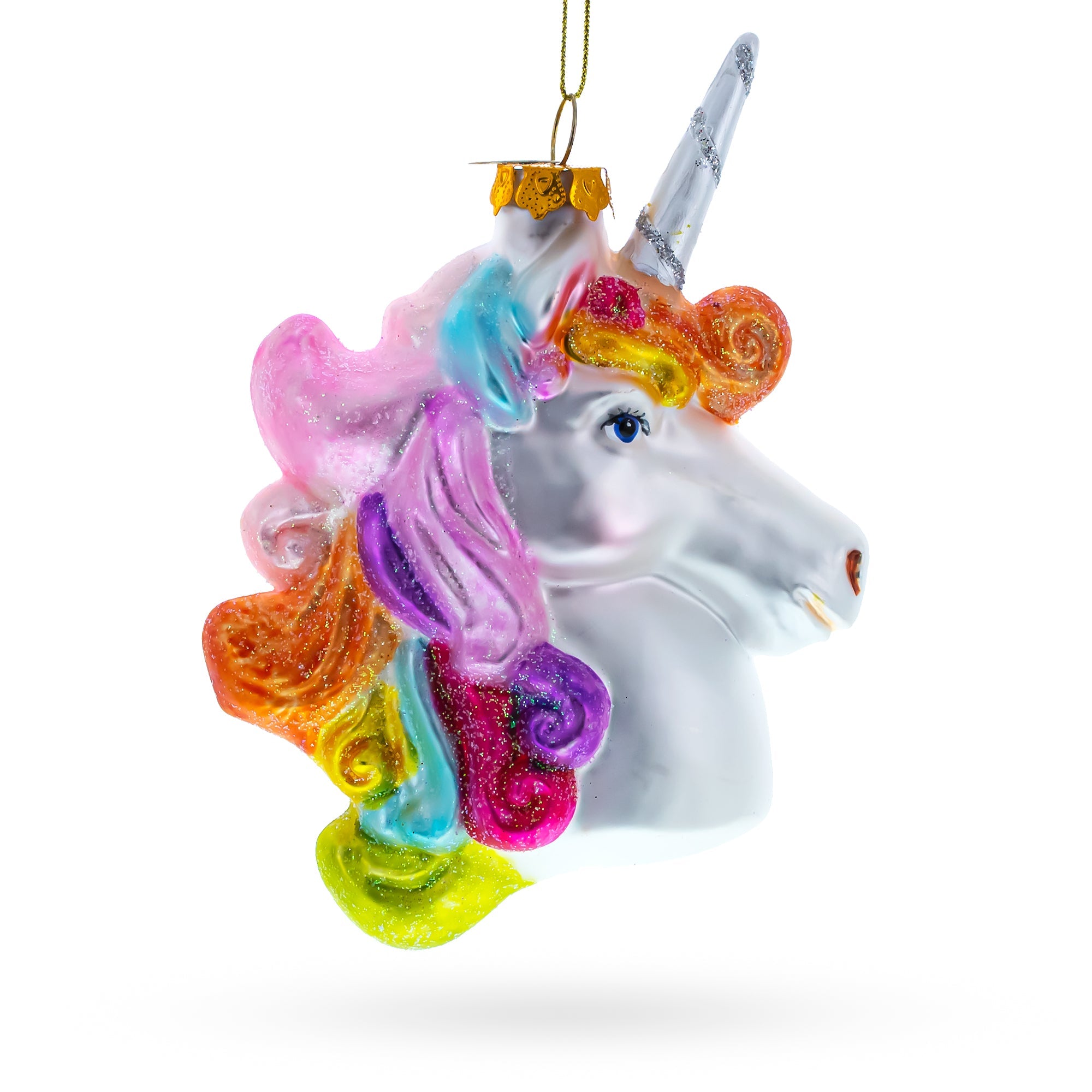 Rainbow Unicorn Glass Christmas Ornament